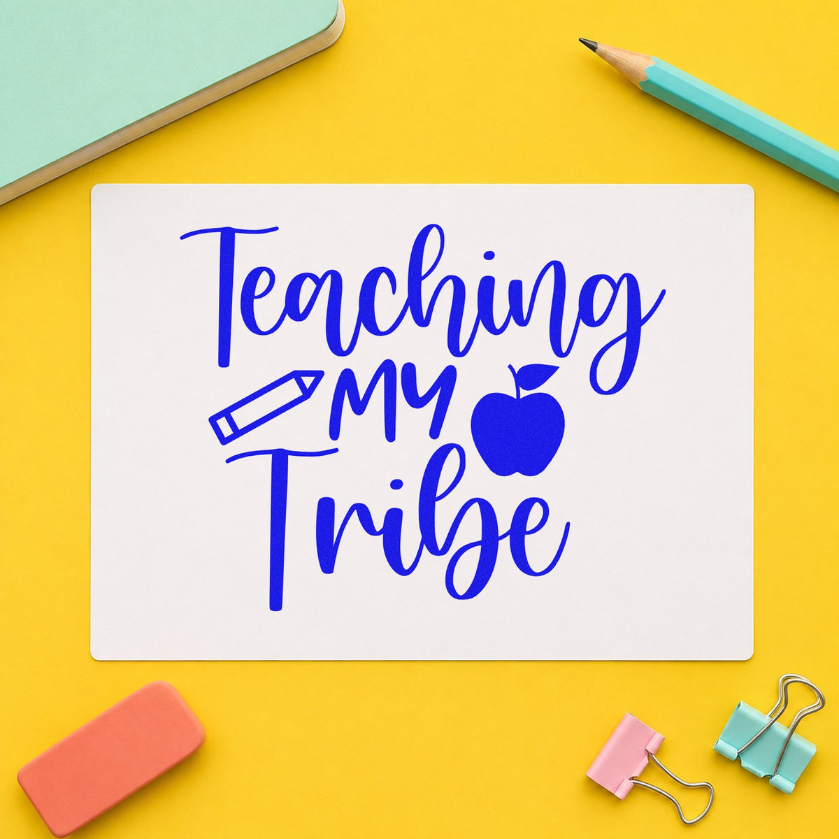 Teaching My Tribe Icons craft stamp imprinted in blue ink on paper, a design suited to trip consent seals.