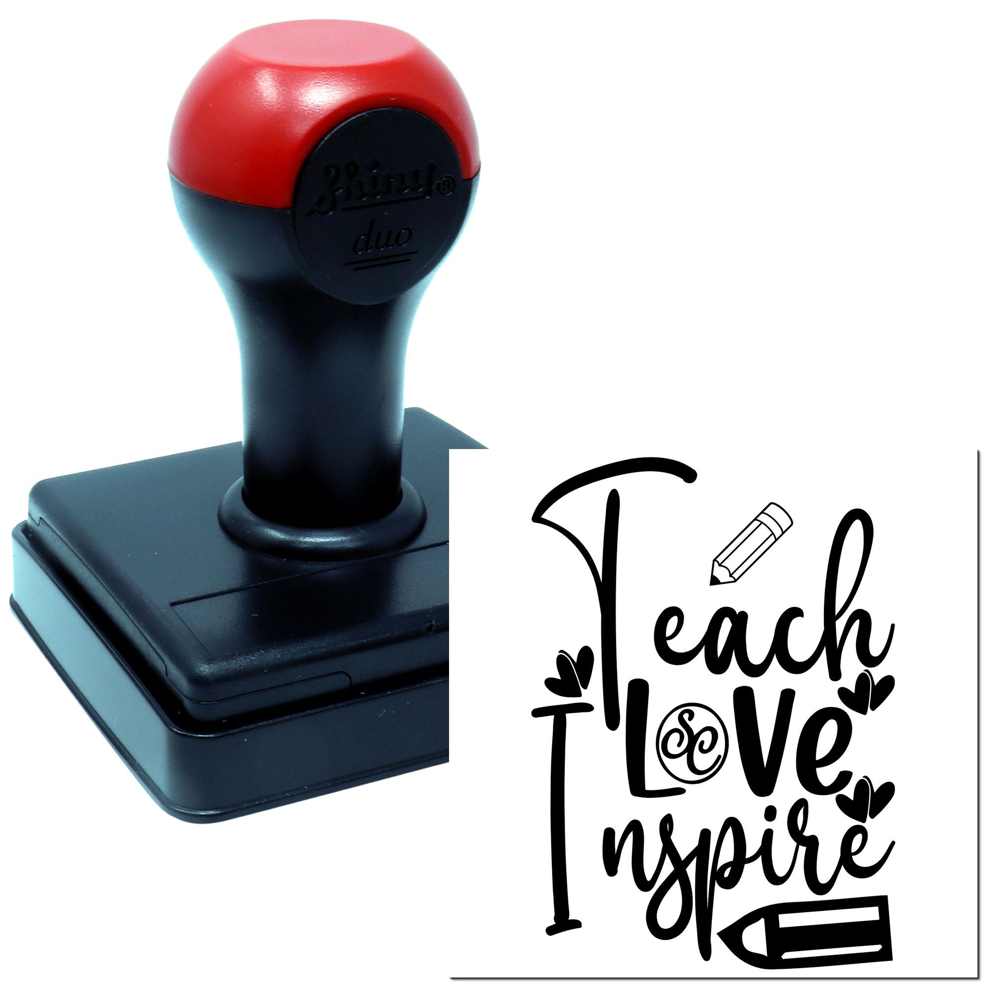 Duo Teach Love Inspire Classroom Hearts Hand Stamp