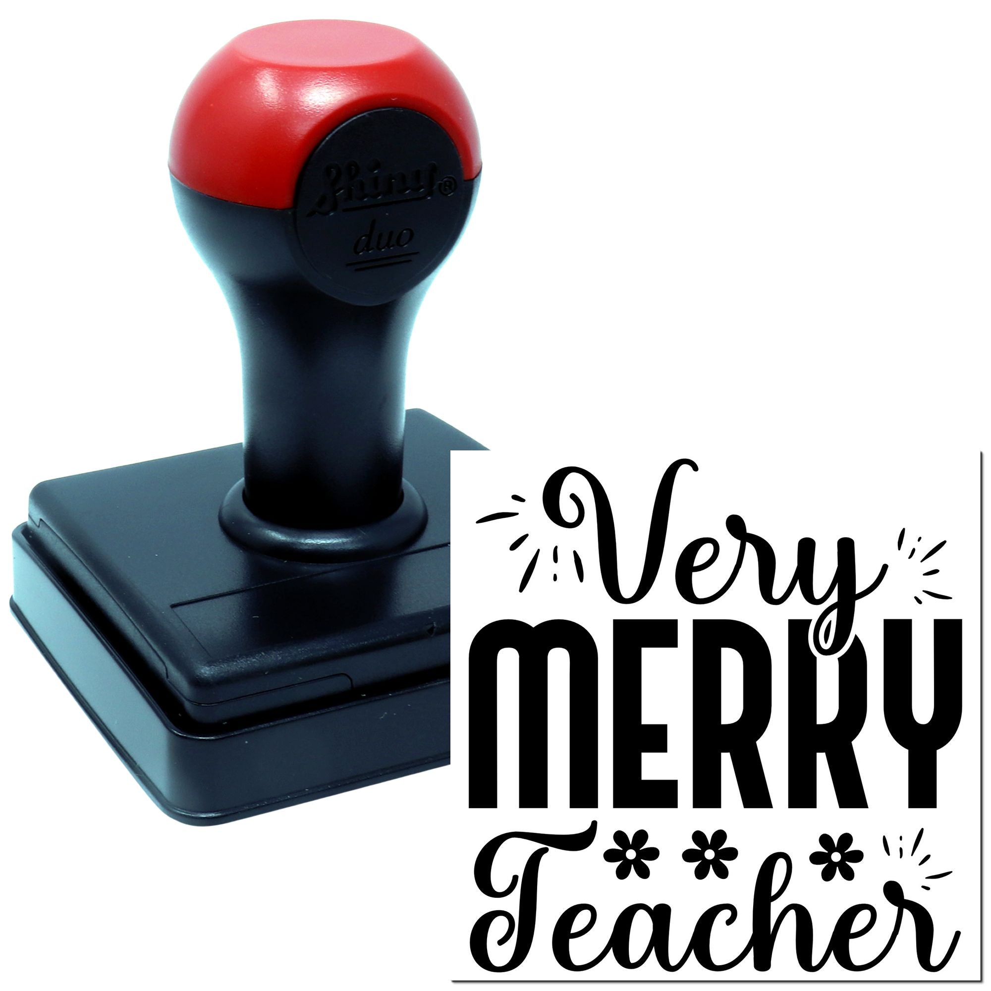 Duo Charming Very Merry Teacher Holiday Hand Stamp
