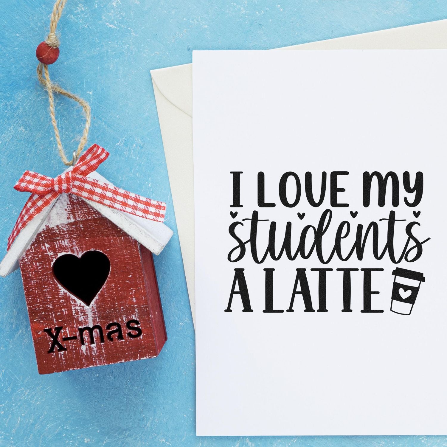 Pre-Inked Coffee Loving Students Note Card Stamp