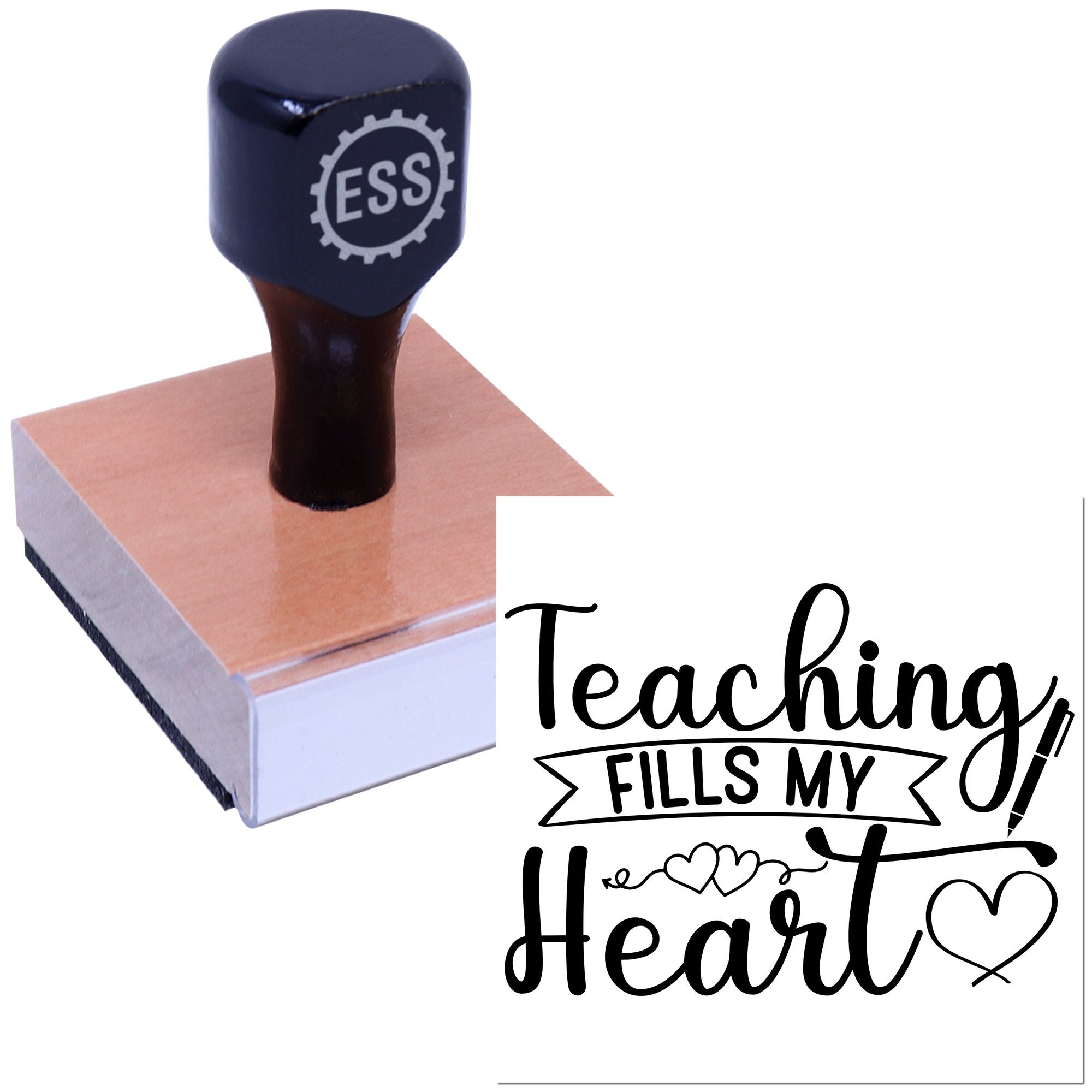 Heart Filled Teaching Favor Tag Rubber Stamp