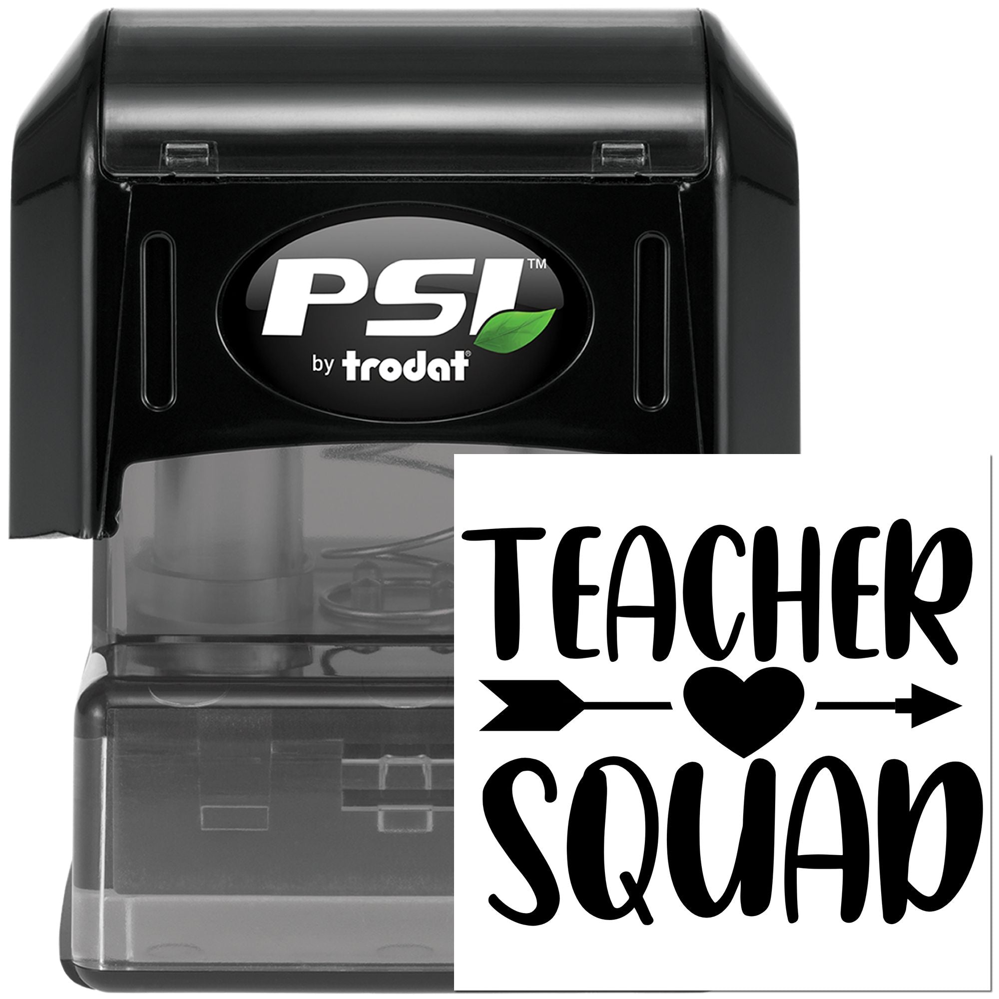 Pre-Inked Teacher Heart Squad Tag Stamp