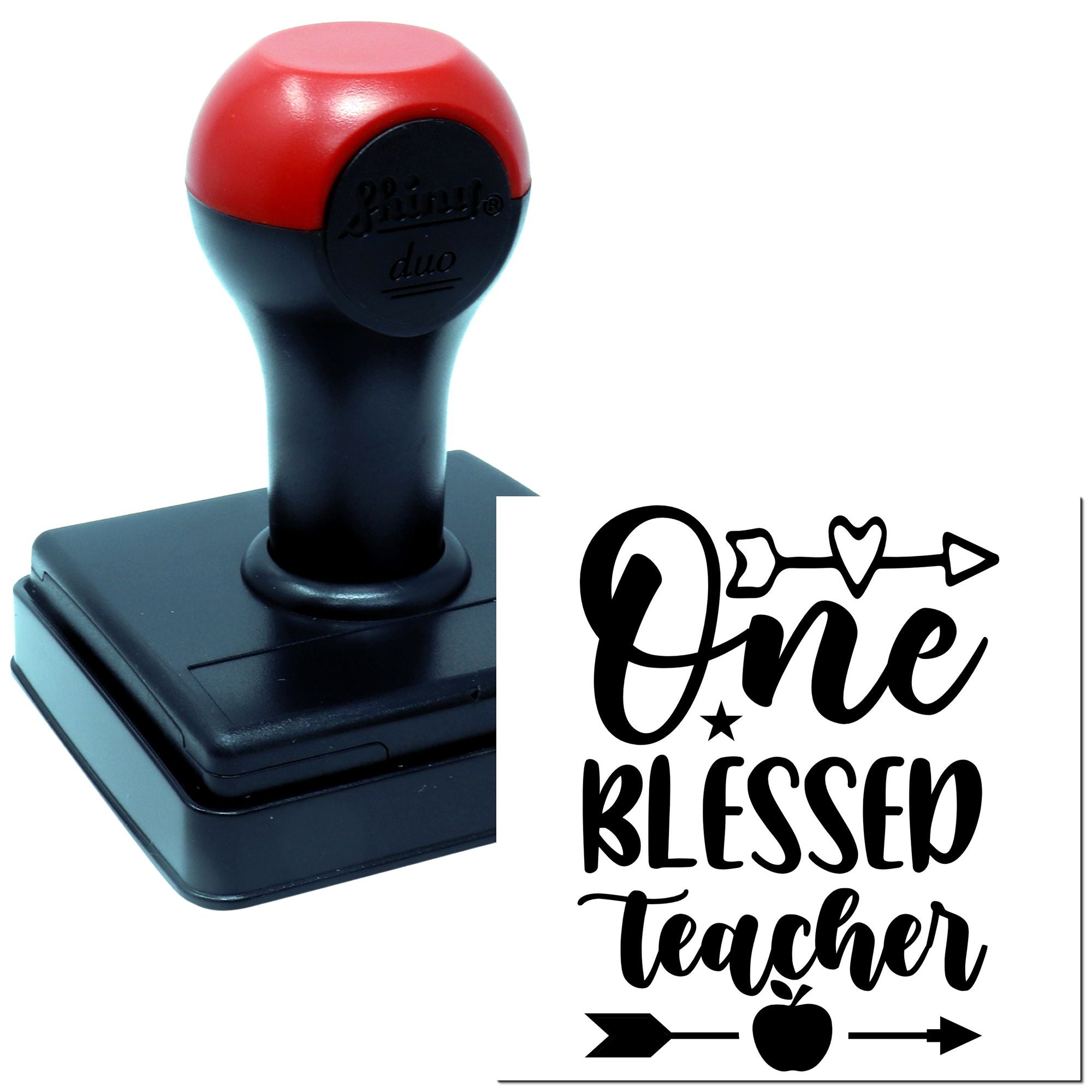 Duo Blessed Teacher Arrow Apple Sign Hand Stamp