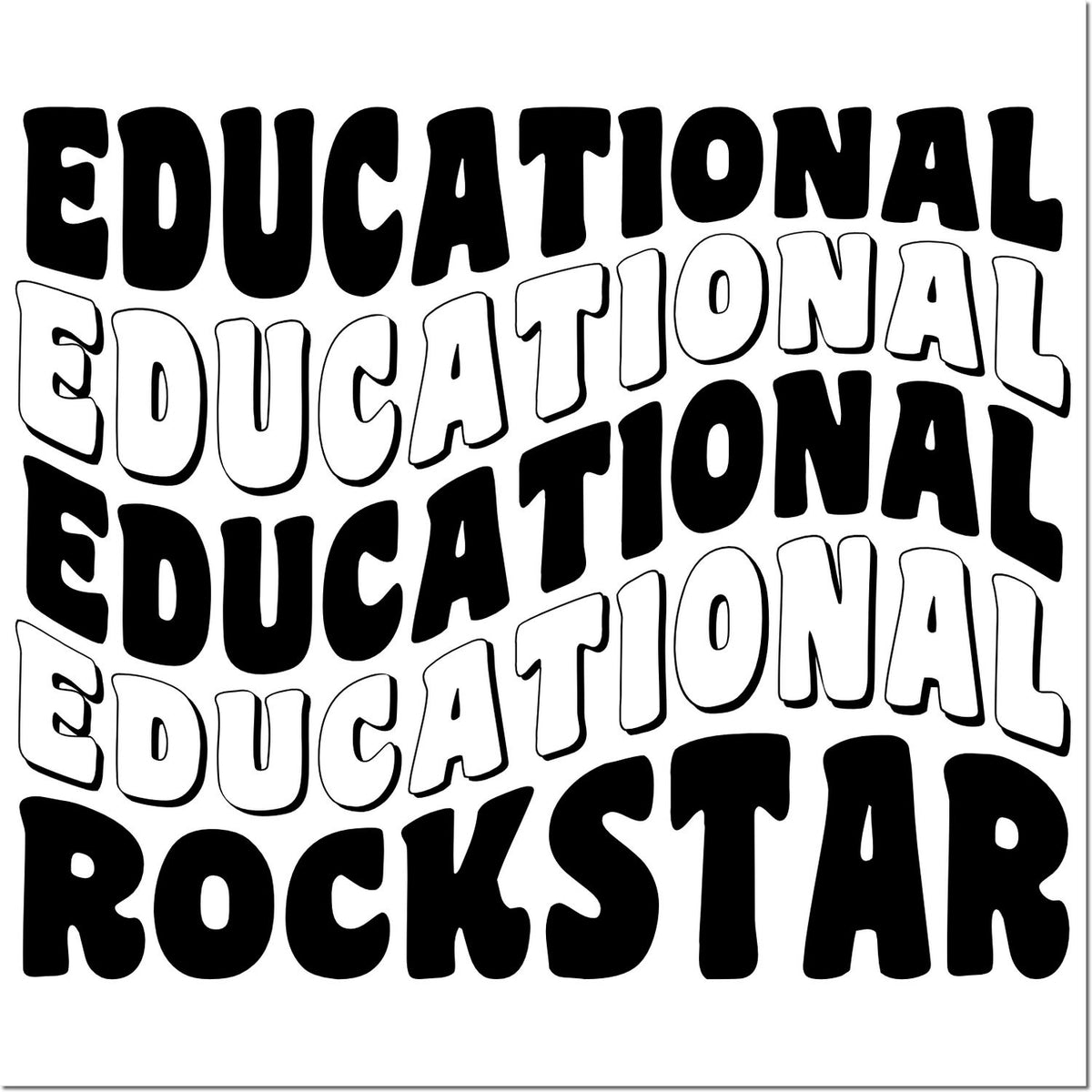 Black and white educational stamp and seal design with repeated EDUCATIONAL text and bold ROCKSTAR lettering.