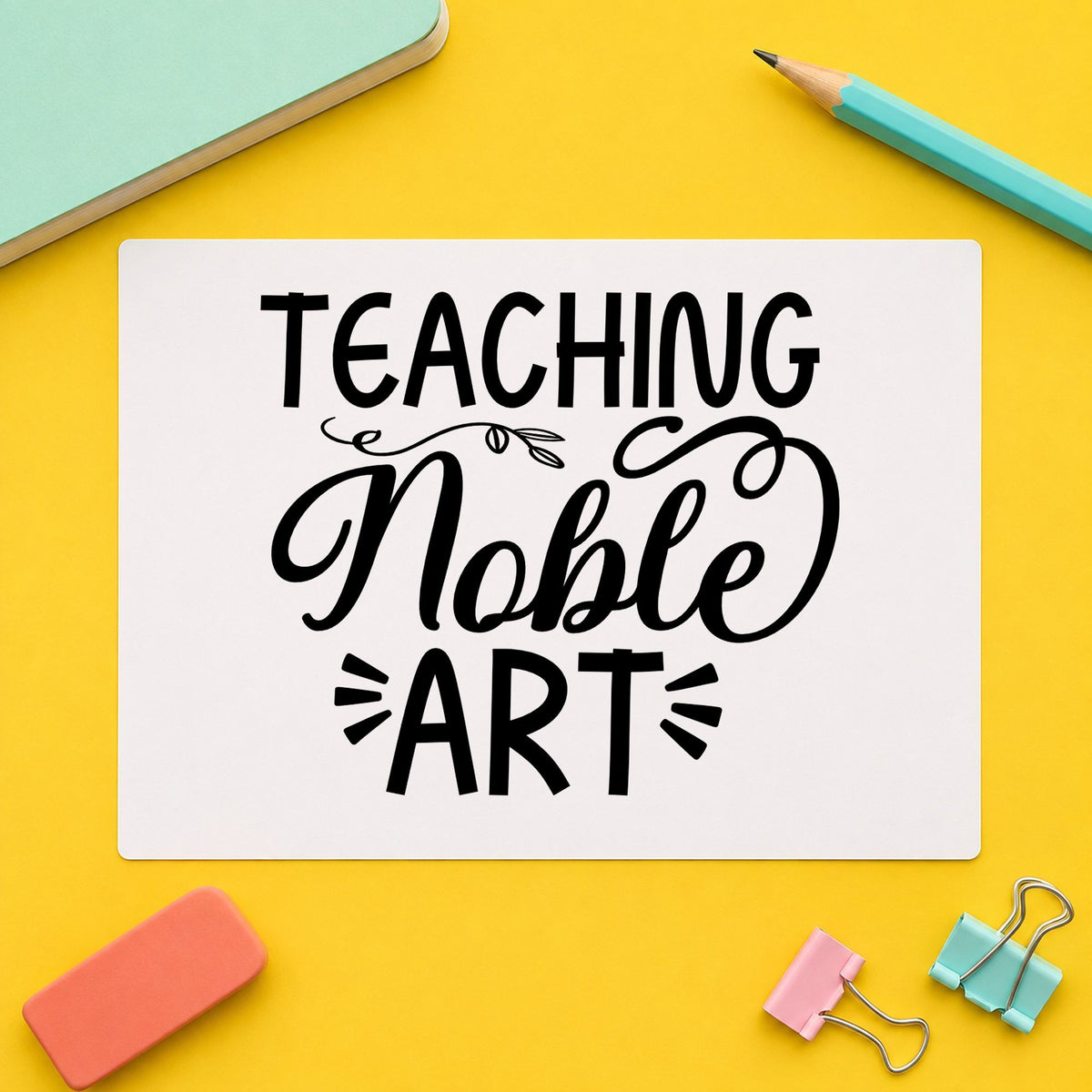 Teaching Noble Art Flourishes rubber stamp printed in black ink, ready for noble art cards and similar paper crafts.