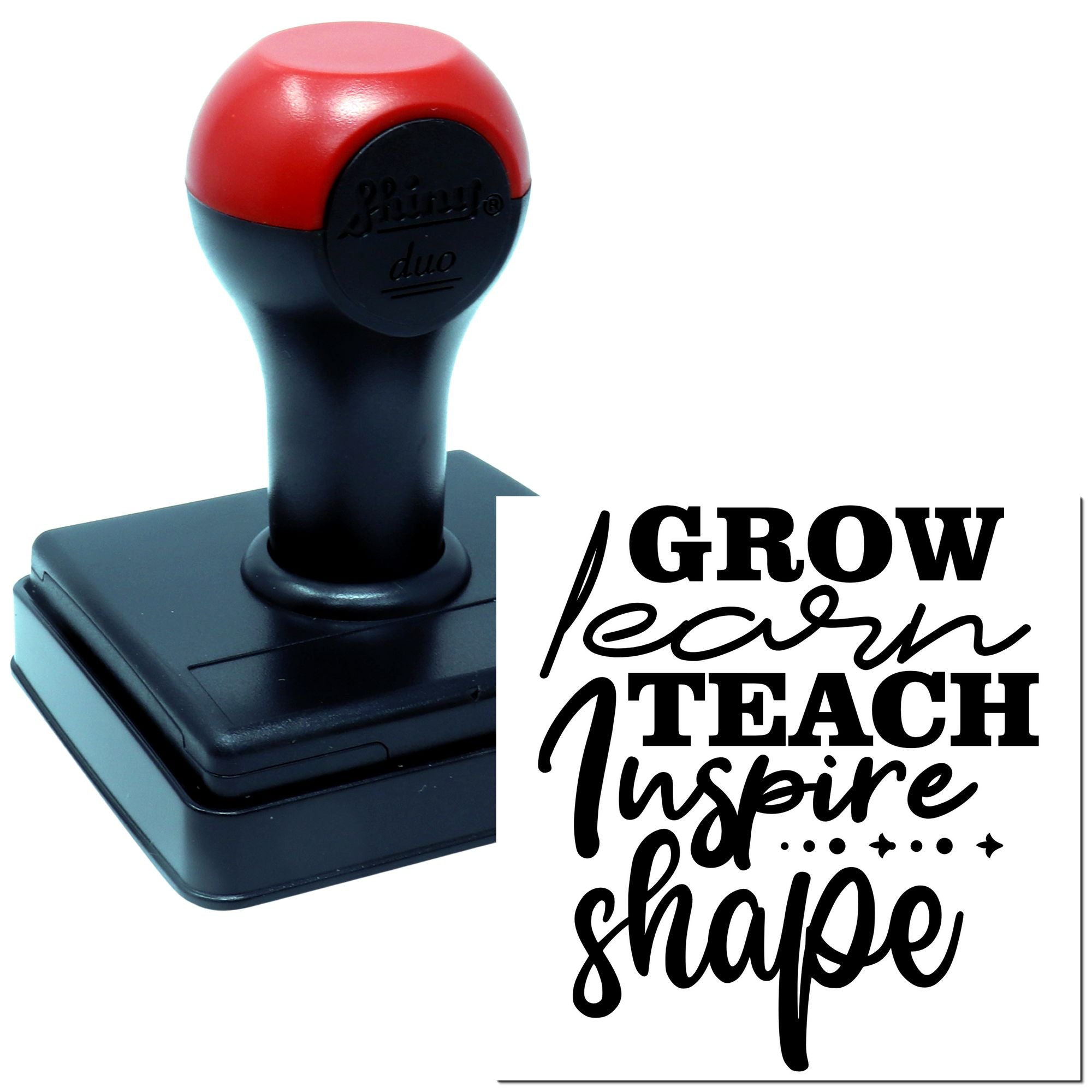Duo Grow Learn Teach Inspire Shape Hand Stamp