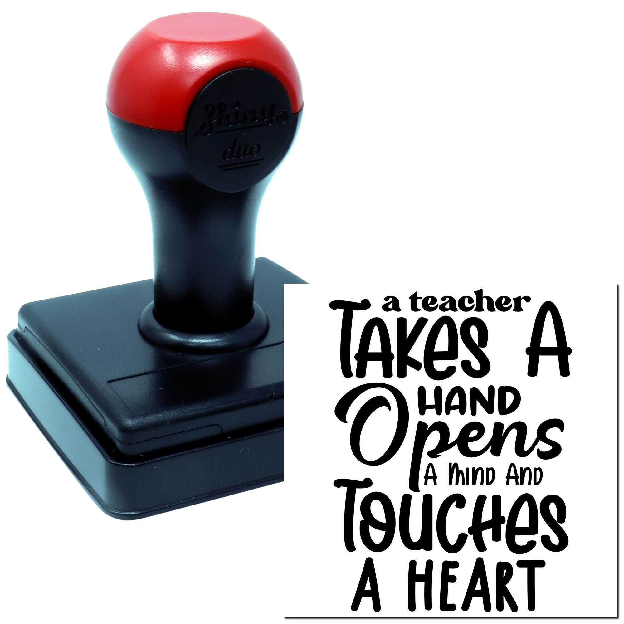 Duo Teacher Opens Minds Touches Hearts Hand Stamp