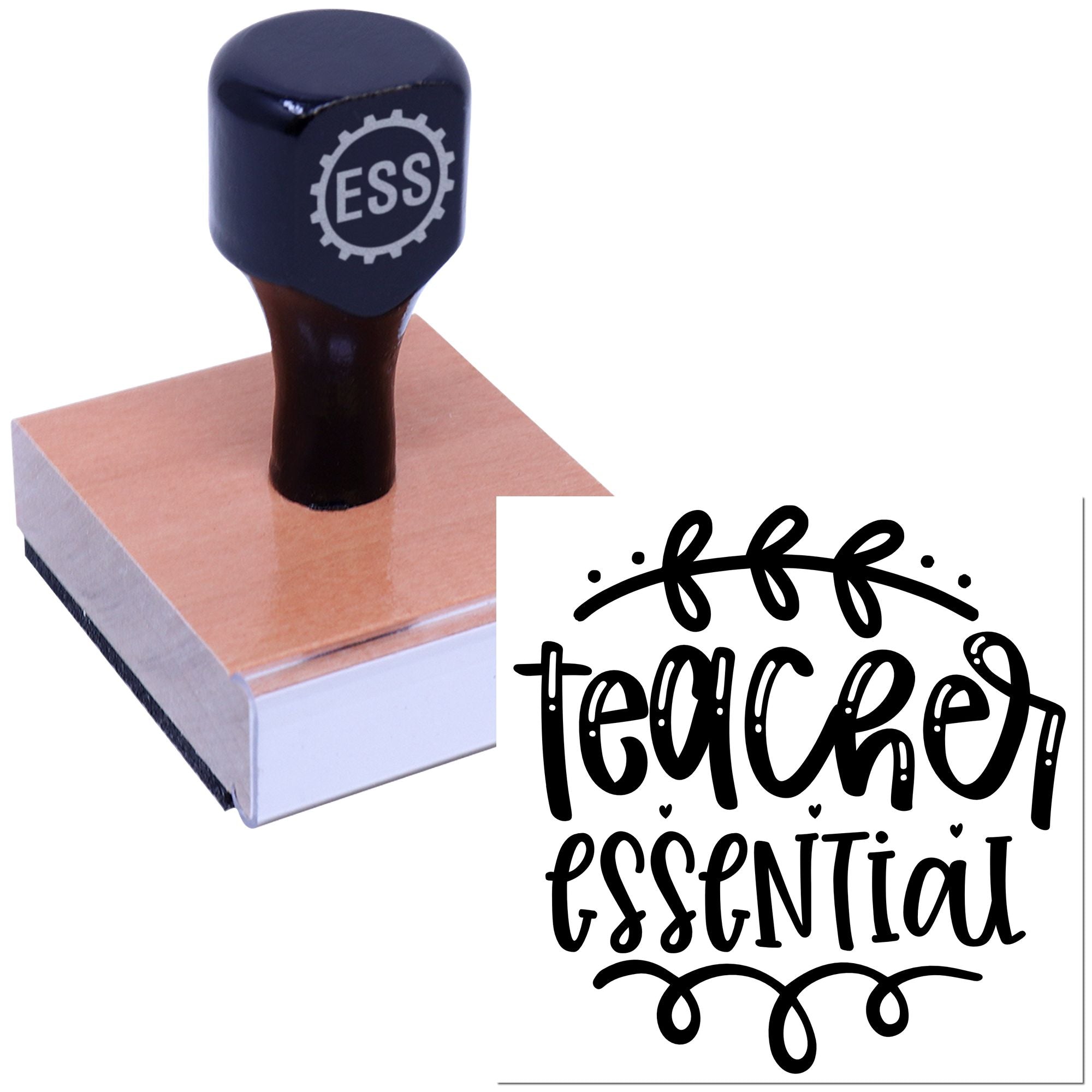 Essential Teacher Badge Postcard Rubber Stamp