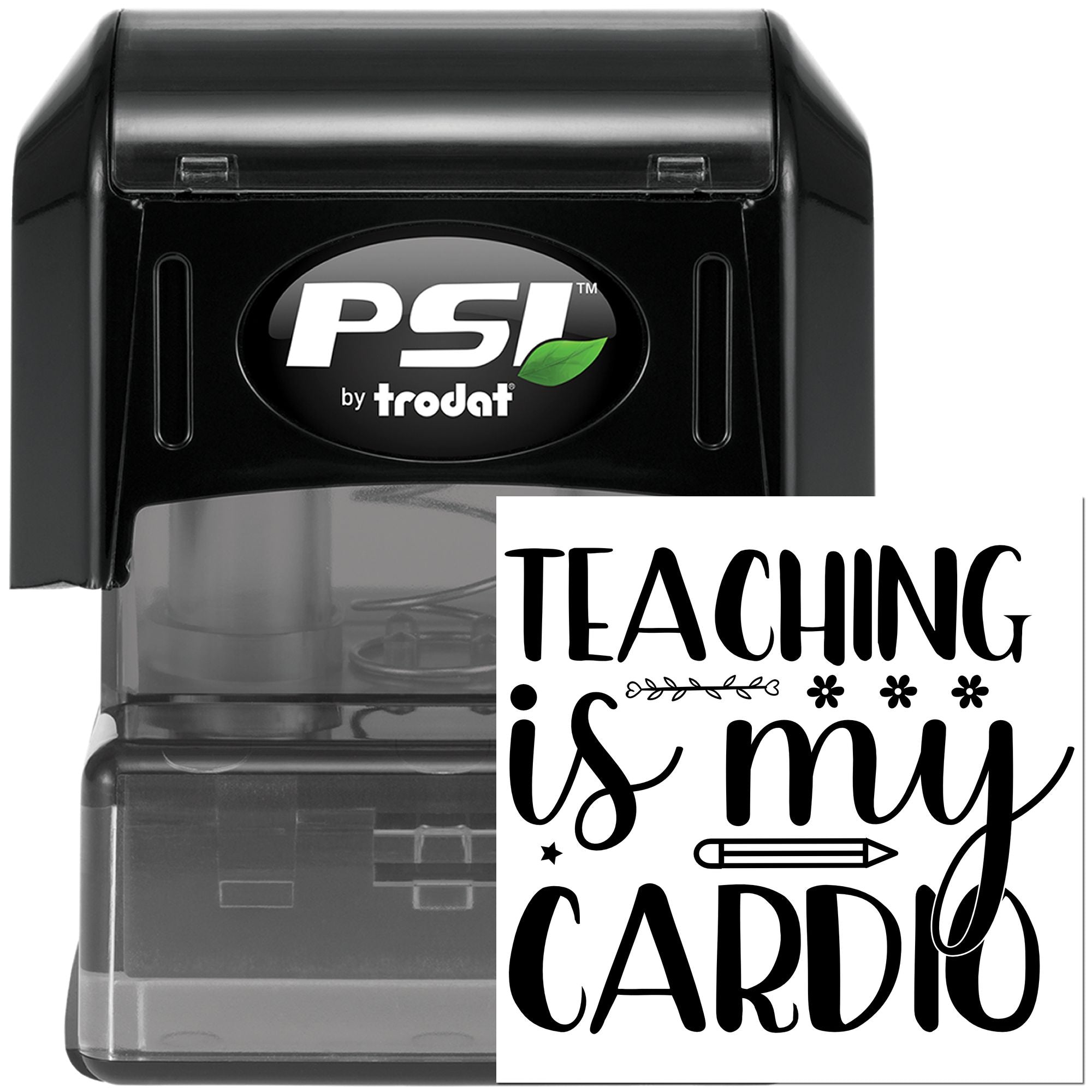 Pre-Inked Teaching Is Cardio Note Card Stamp