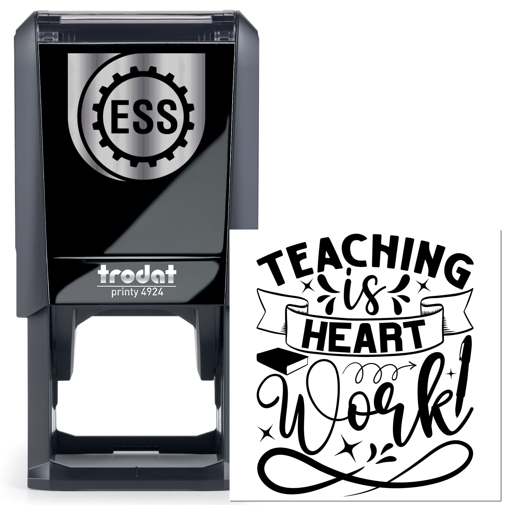 Self-Inking Heart Work Place Card Stamp