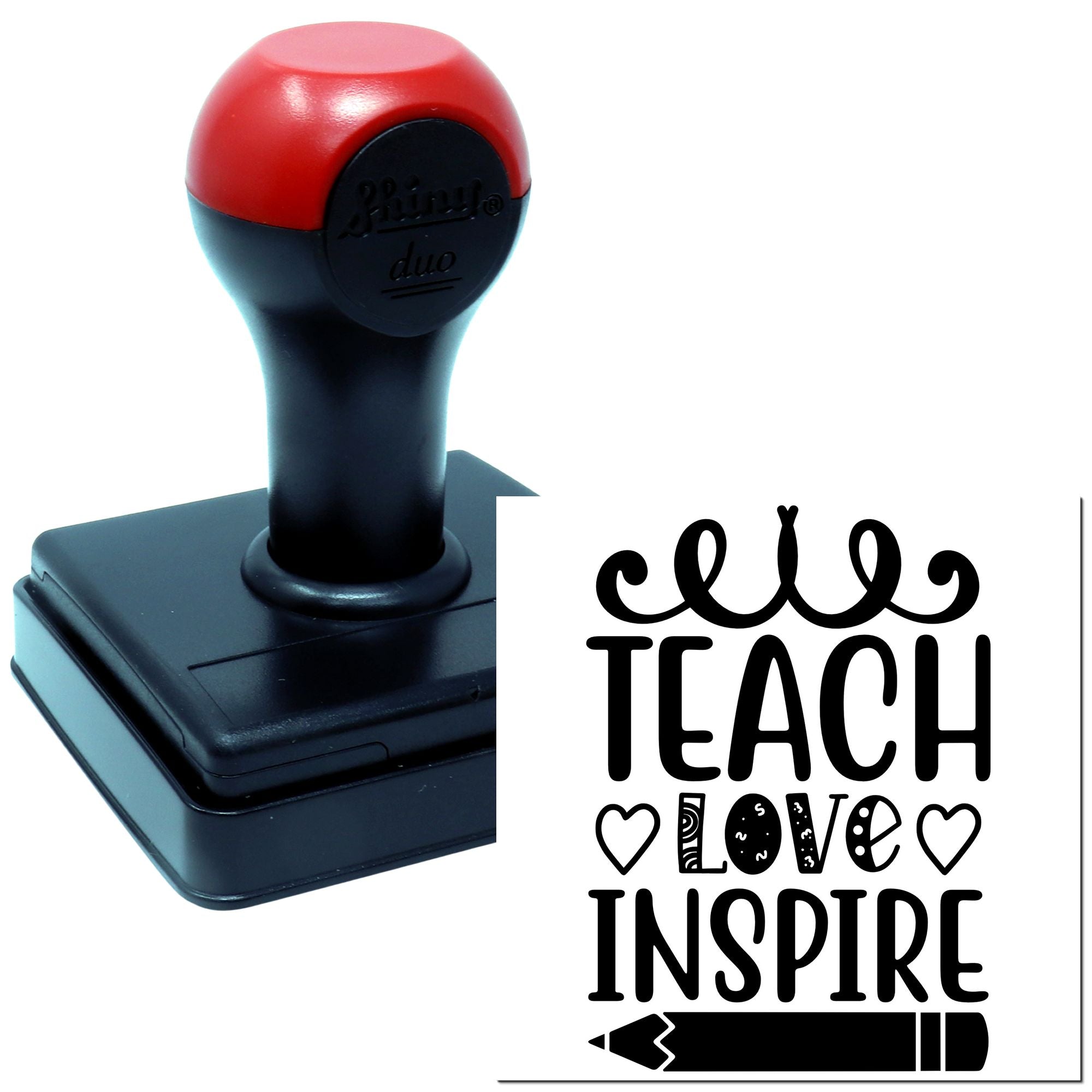 Duo Teach Love Inspire Heart Pencil Hand Stamp