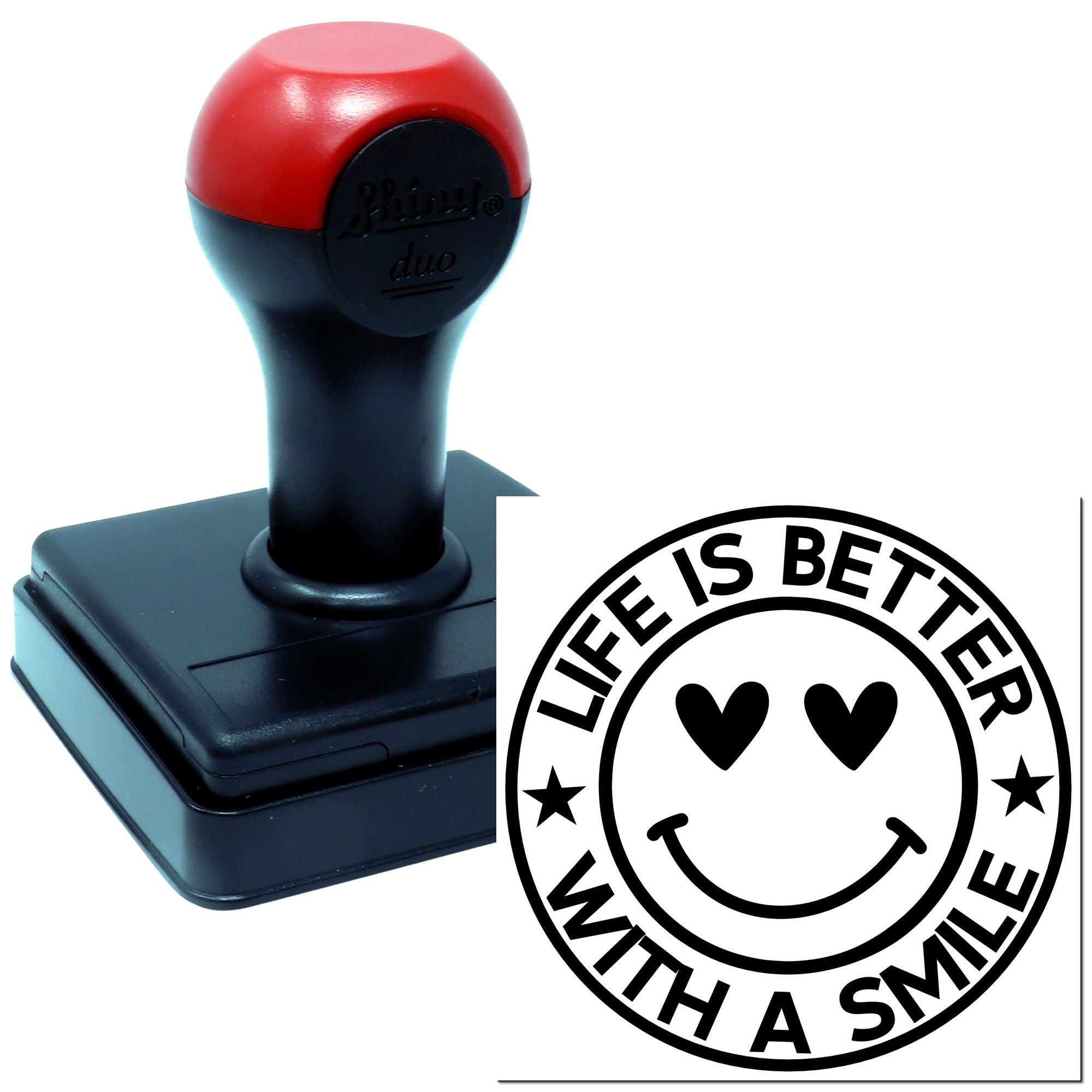 Duo Smiling Heart Eyes Spread Happiness Hand Stamp