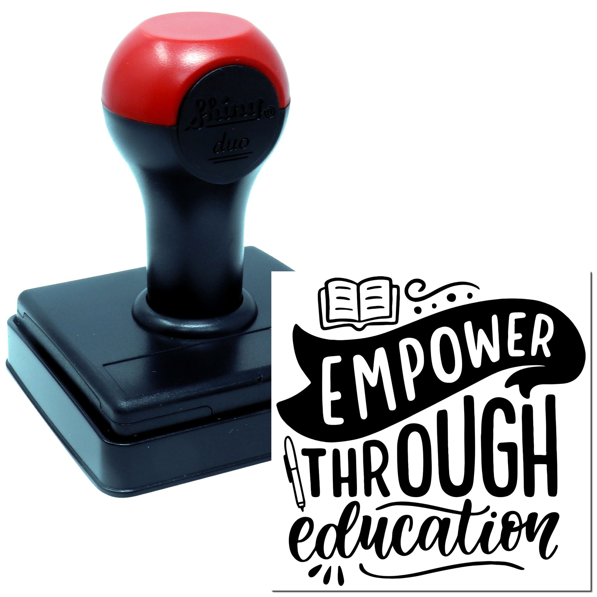 Duo Handlettered Empower Through Education Poster Hand Stamp