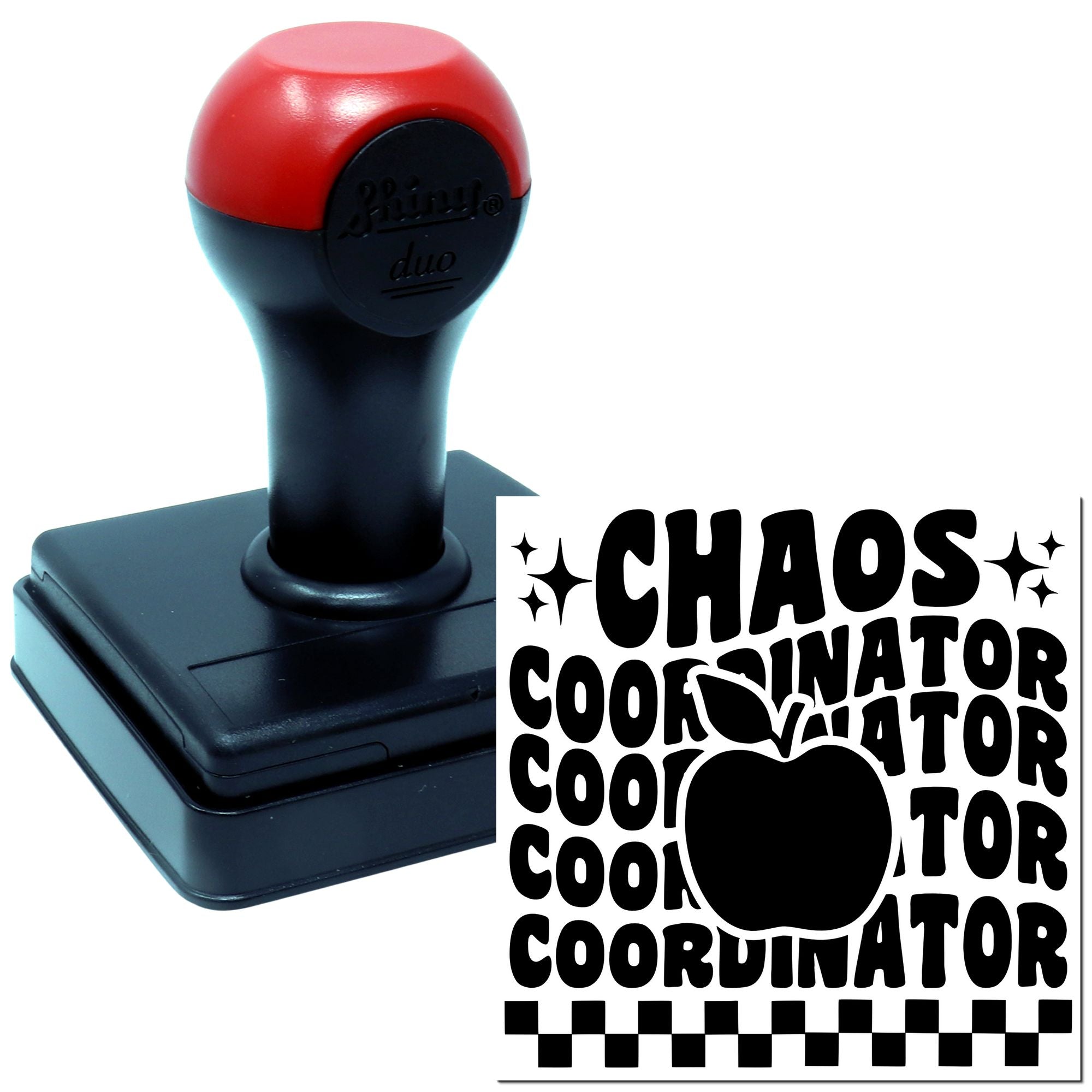 Duo Chaos Coordinator Apple Retro Checkerboard Hand Stamp