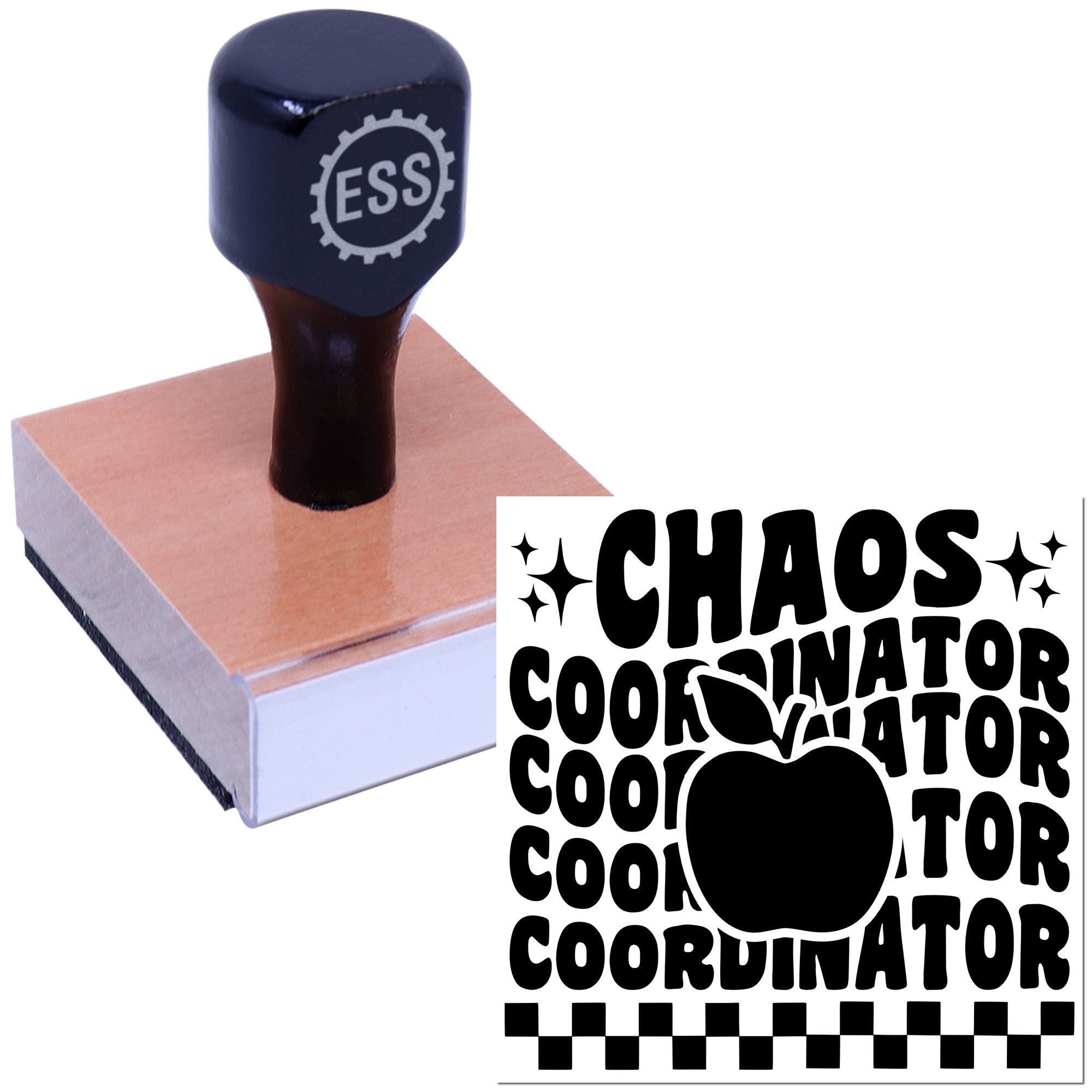 Checkerboard Apple Chaos Place Card Rubber Stamp