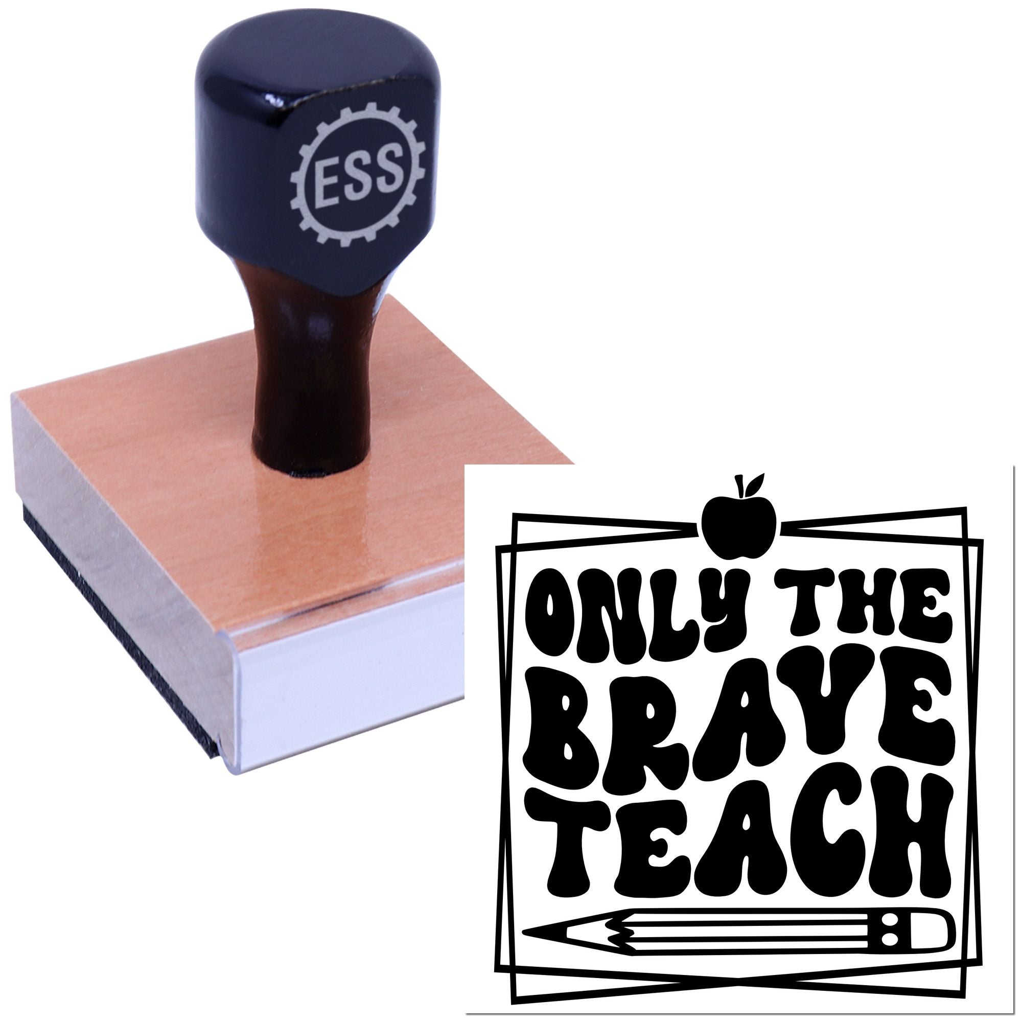 Brave Teacher Motto Crafting Rubber Stamp