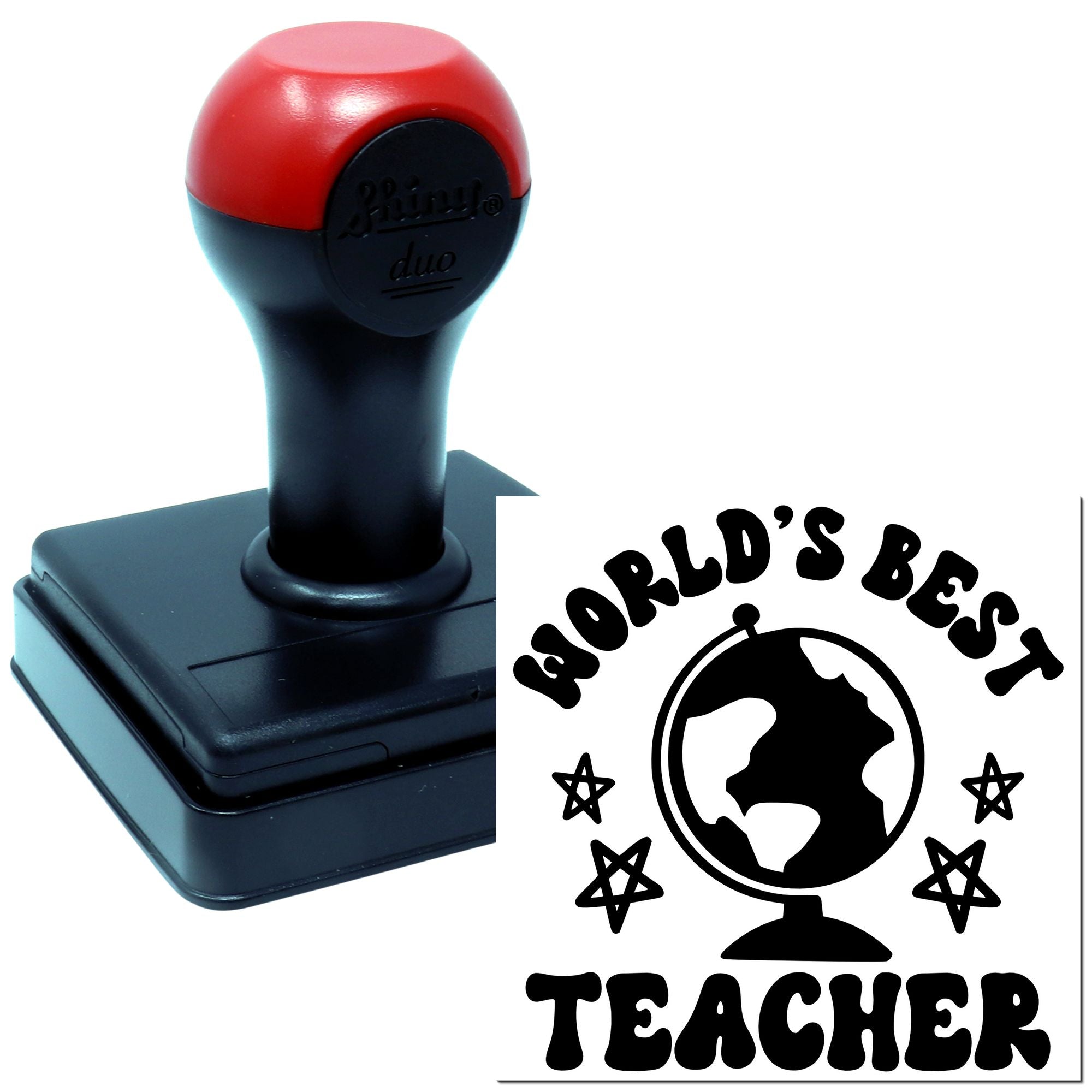 Duo World's Best Teacher Globe Stars Hand Stamp