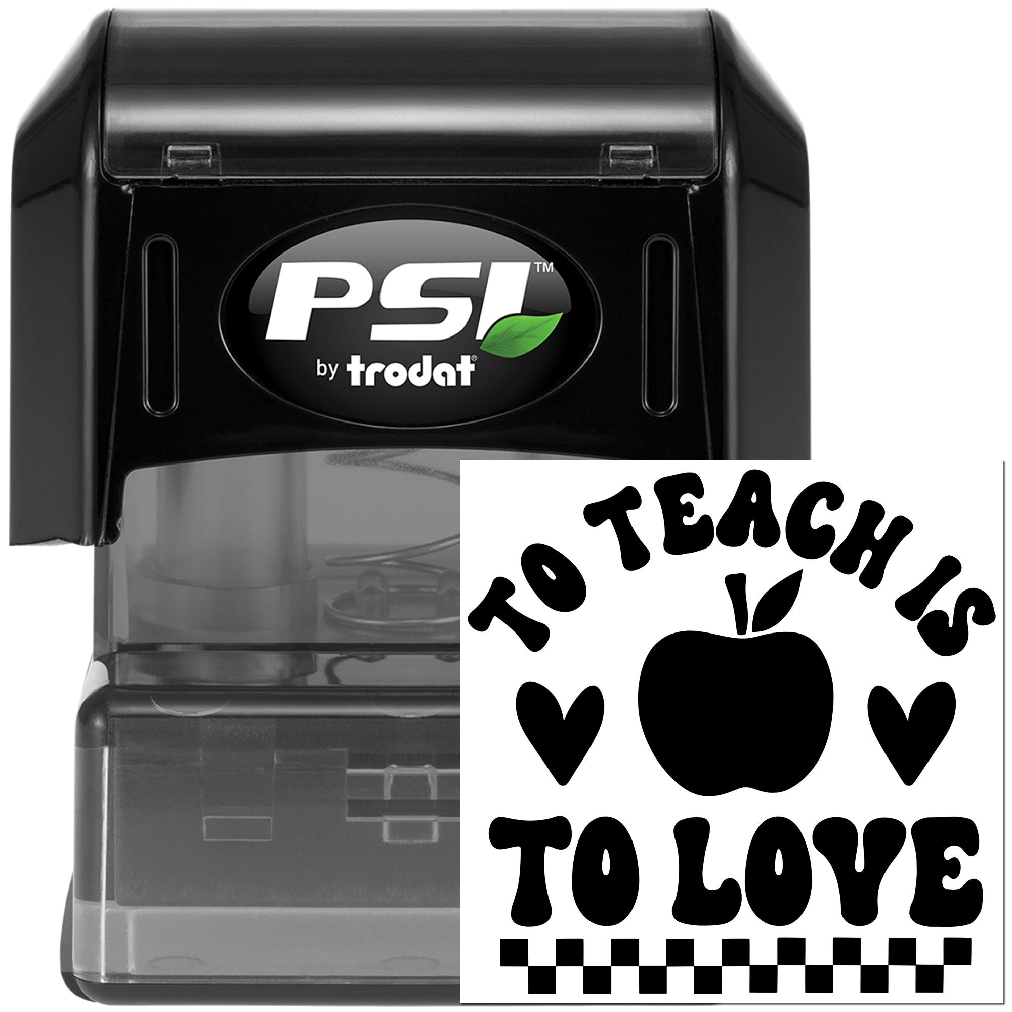 Pre-Inked Teach Love Apple Card Stamp