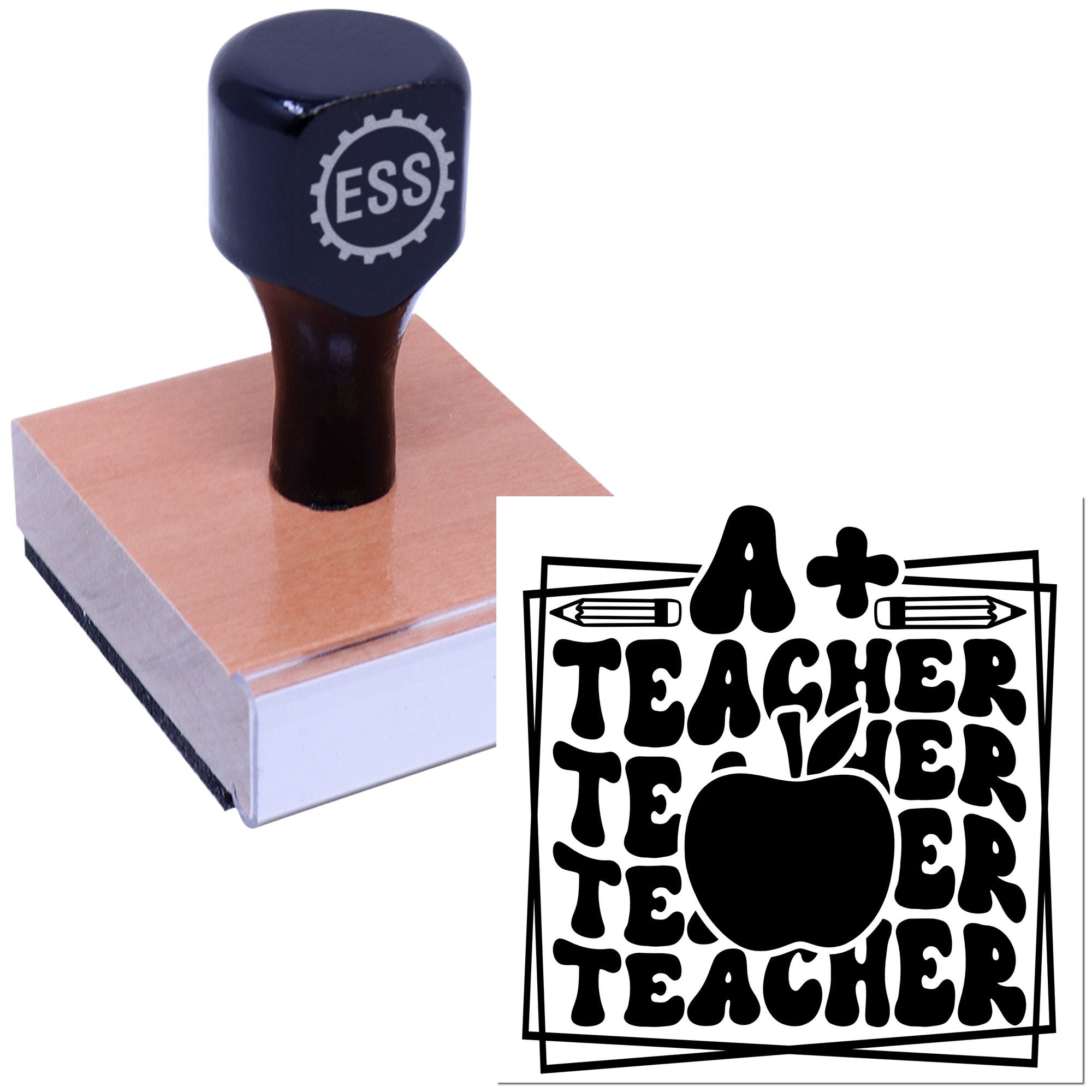 A Plus Teacher Favor Tag Rubber Stamp