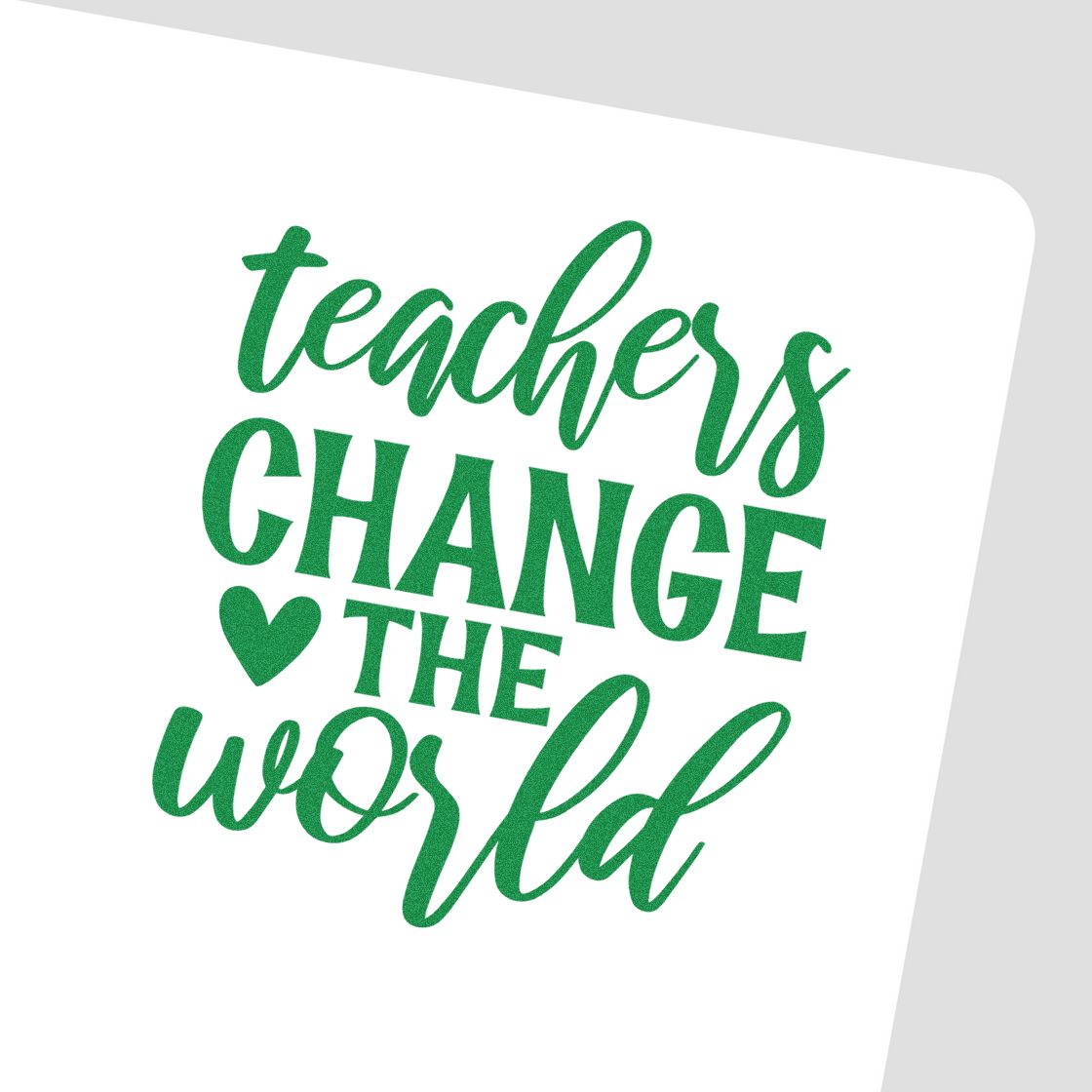 Green teachers change the world stamp/seal design with heart on white background