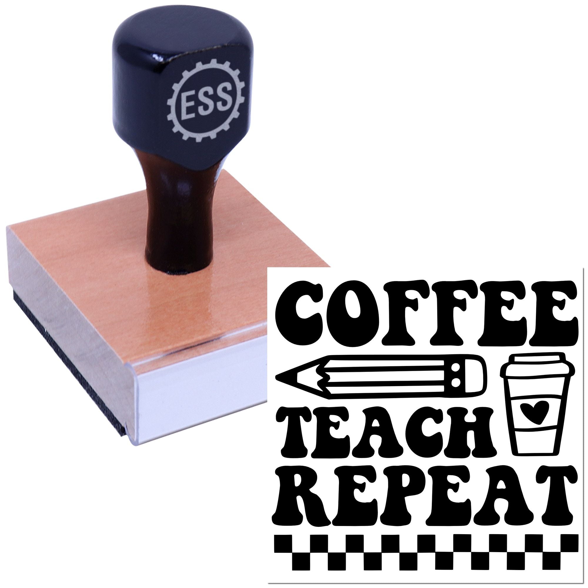 Caffeinated Classroom Cycle Party Favor Rubber Stamp
