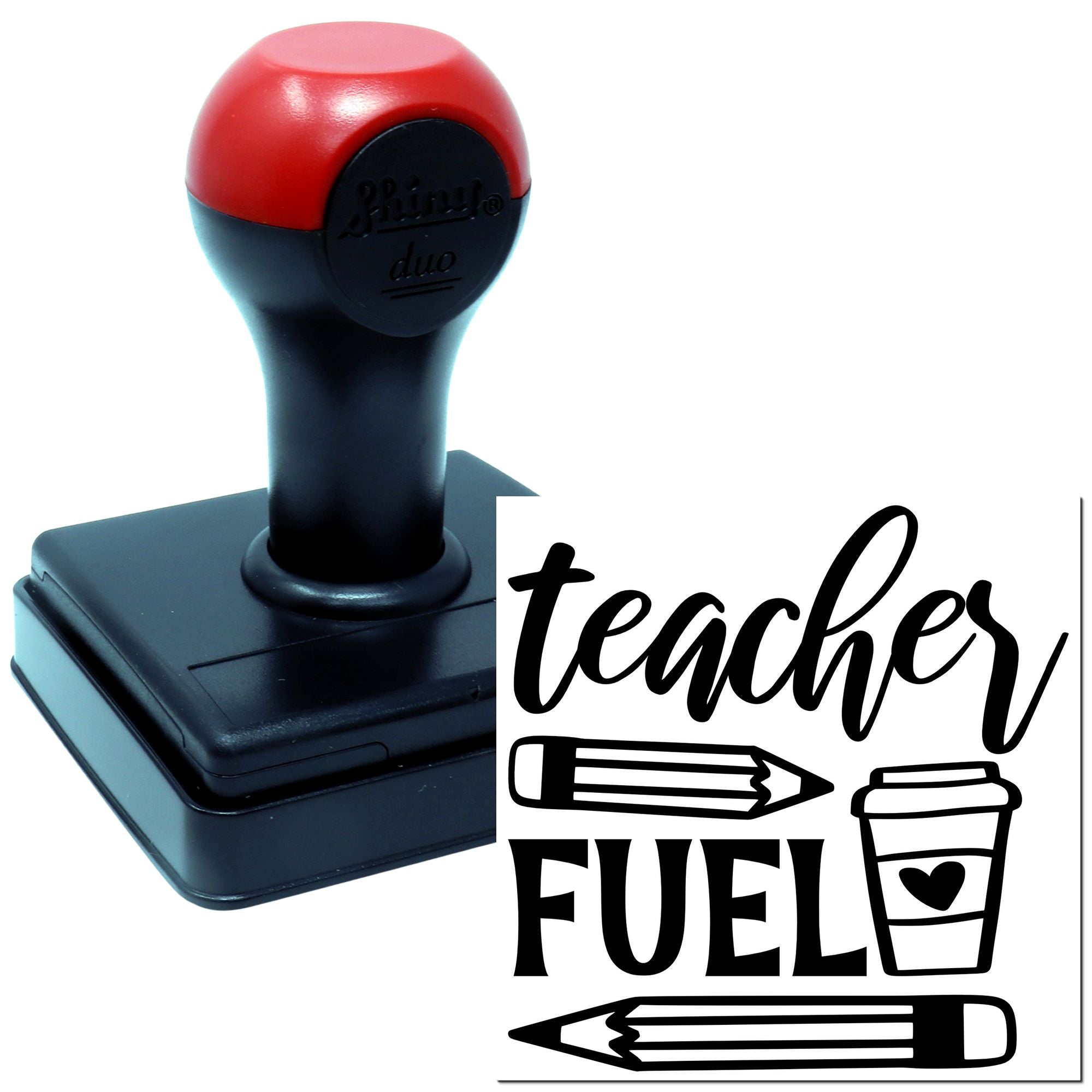 Duo Coffee Fueled Teacher Pencil Power Hand Stamp