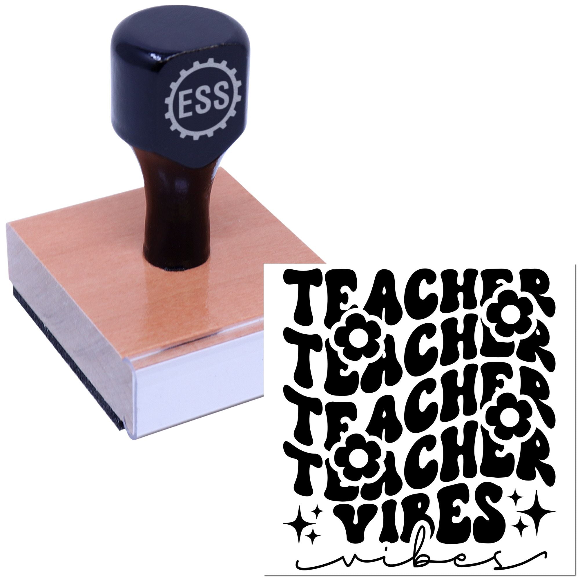 Groovy Teacher Vibes Crafting Rubber Stamp