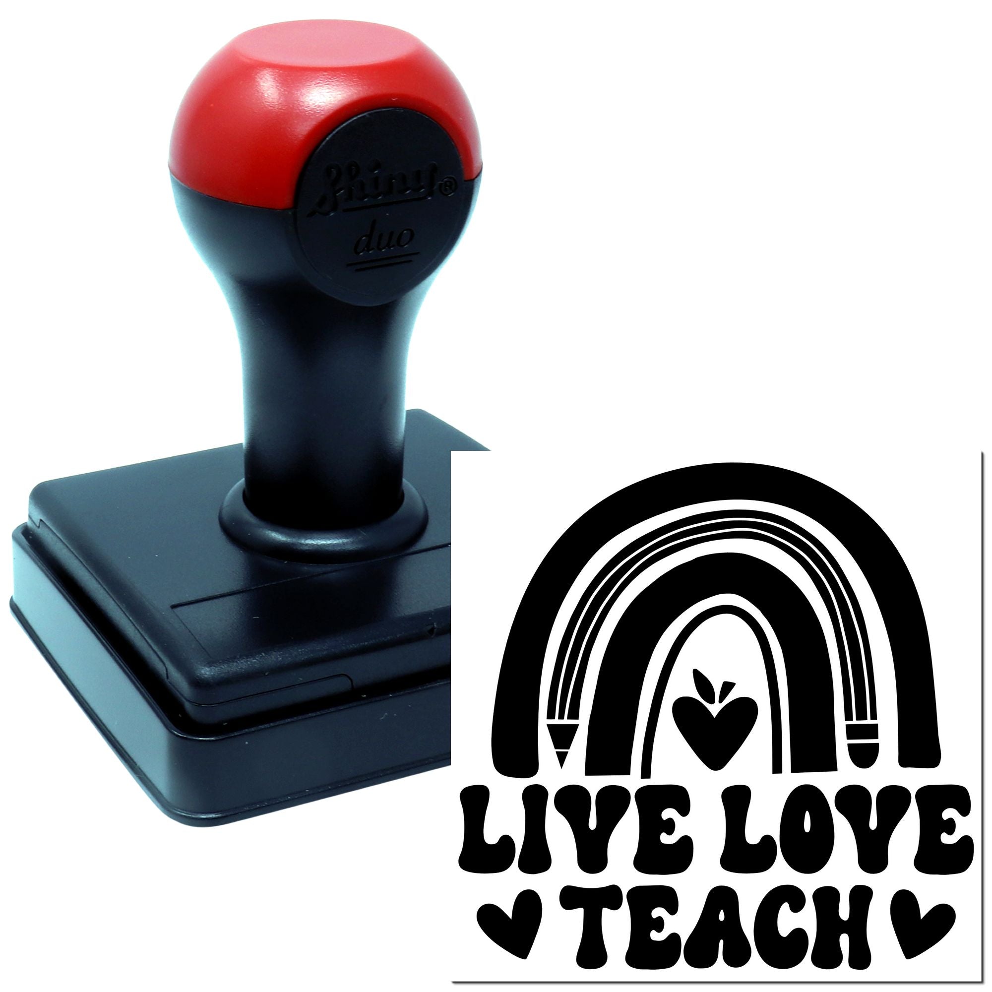 Duo Pencil Rainbow Heart Live Teach Hand Stamp