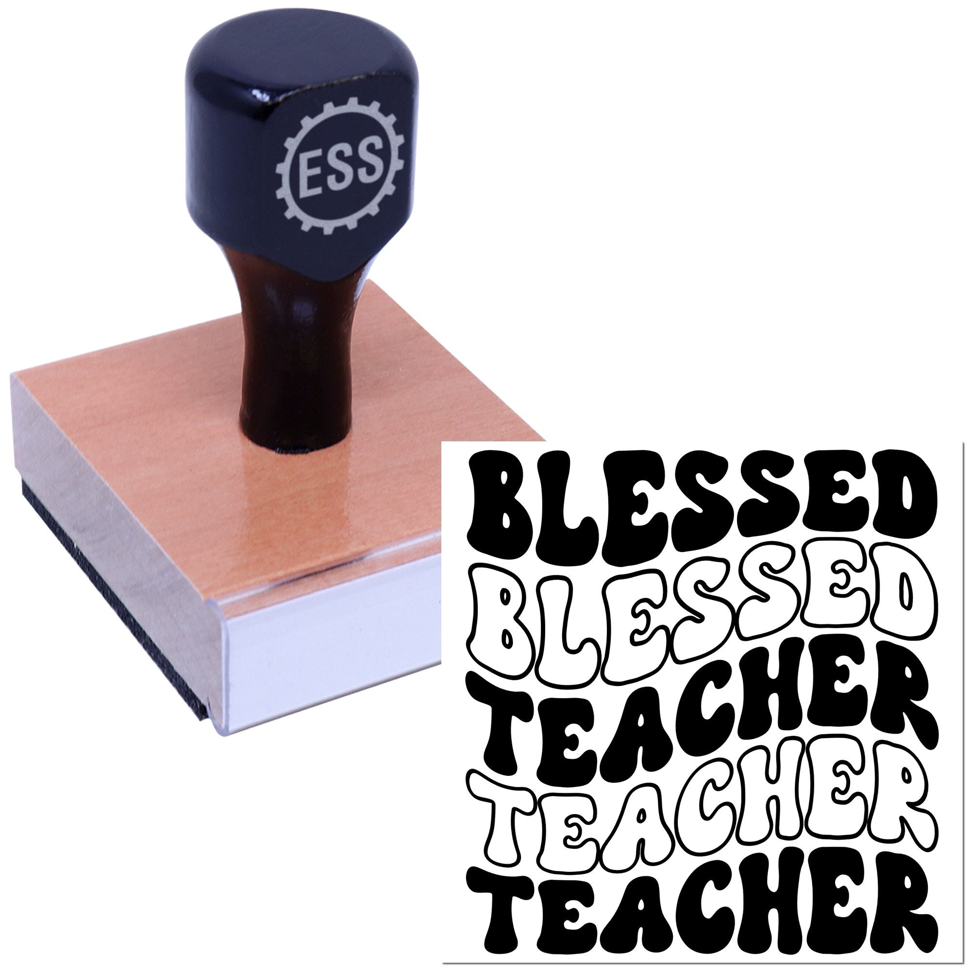 Groovy Blessed Teacher Handcraft Rubber Stamp