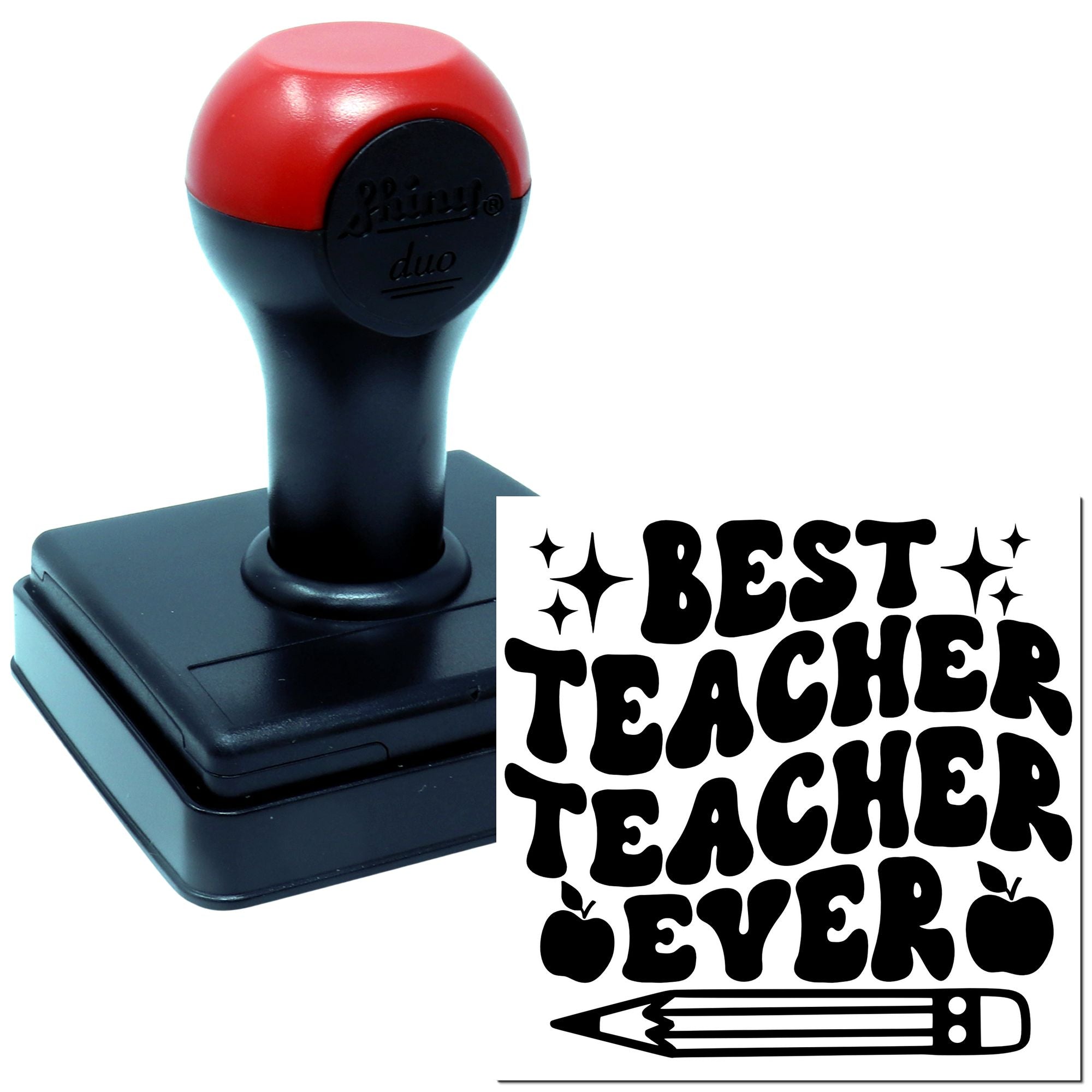 Duo Groovy Best Teacher Ever Poster Hand Stamp