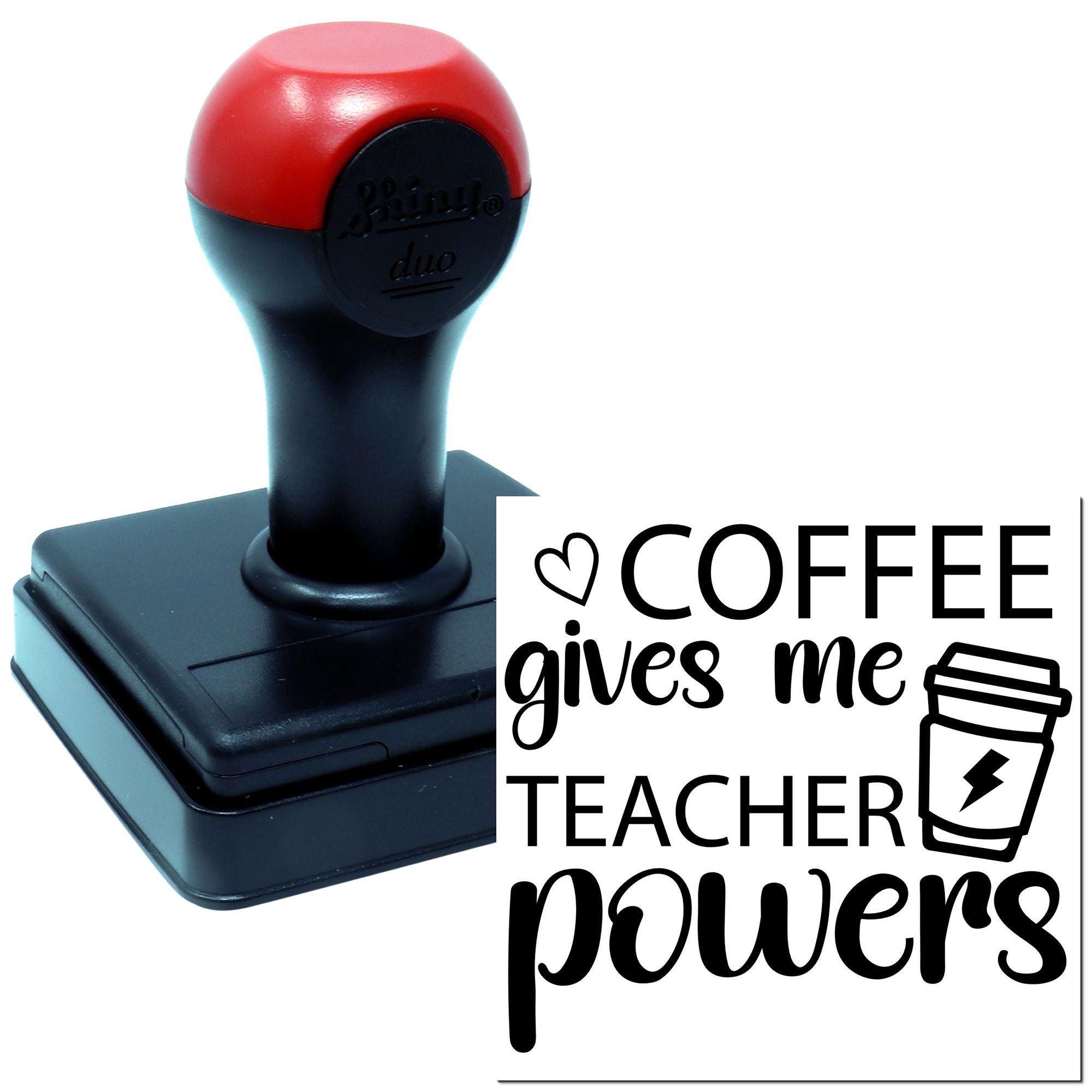 Duo Coffee Gives Me Teacher Superpowers Hand Stamp