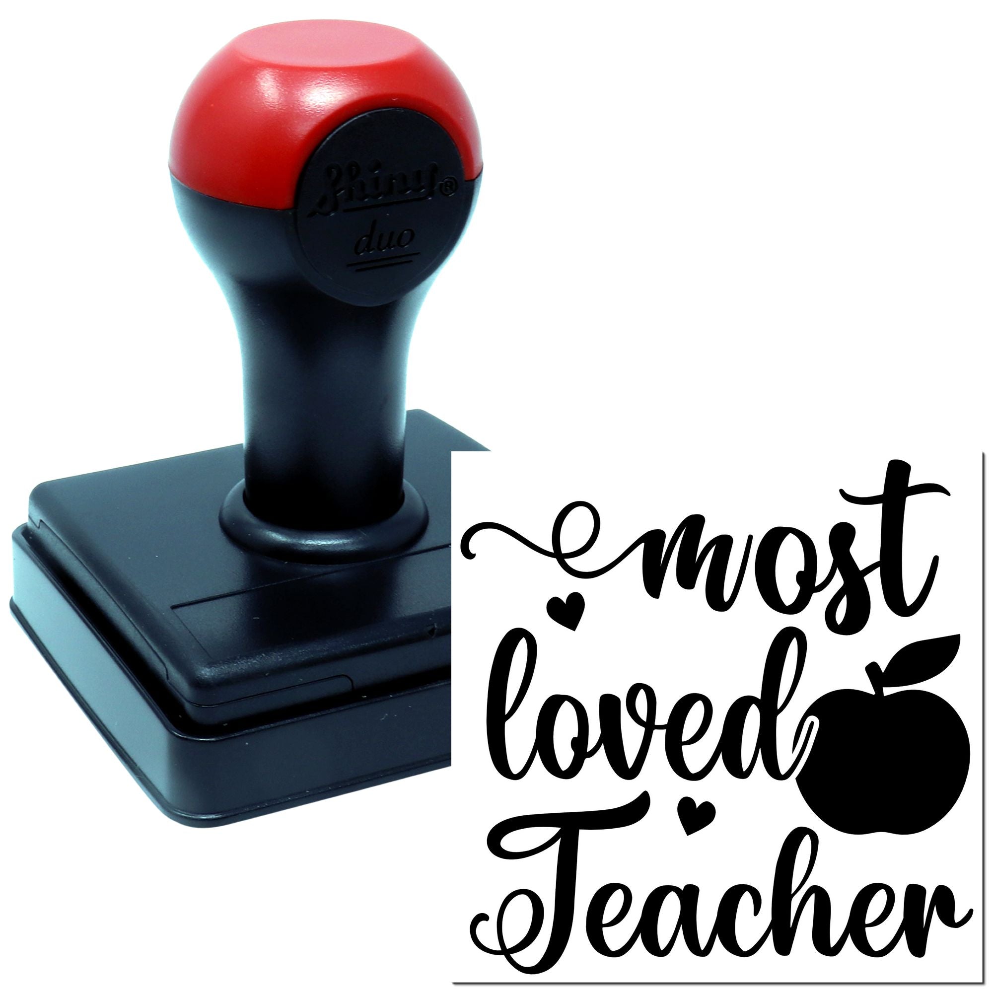 Duo Most Loved Teacher Apple Heart Design Hand Stamp
