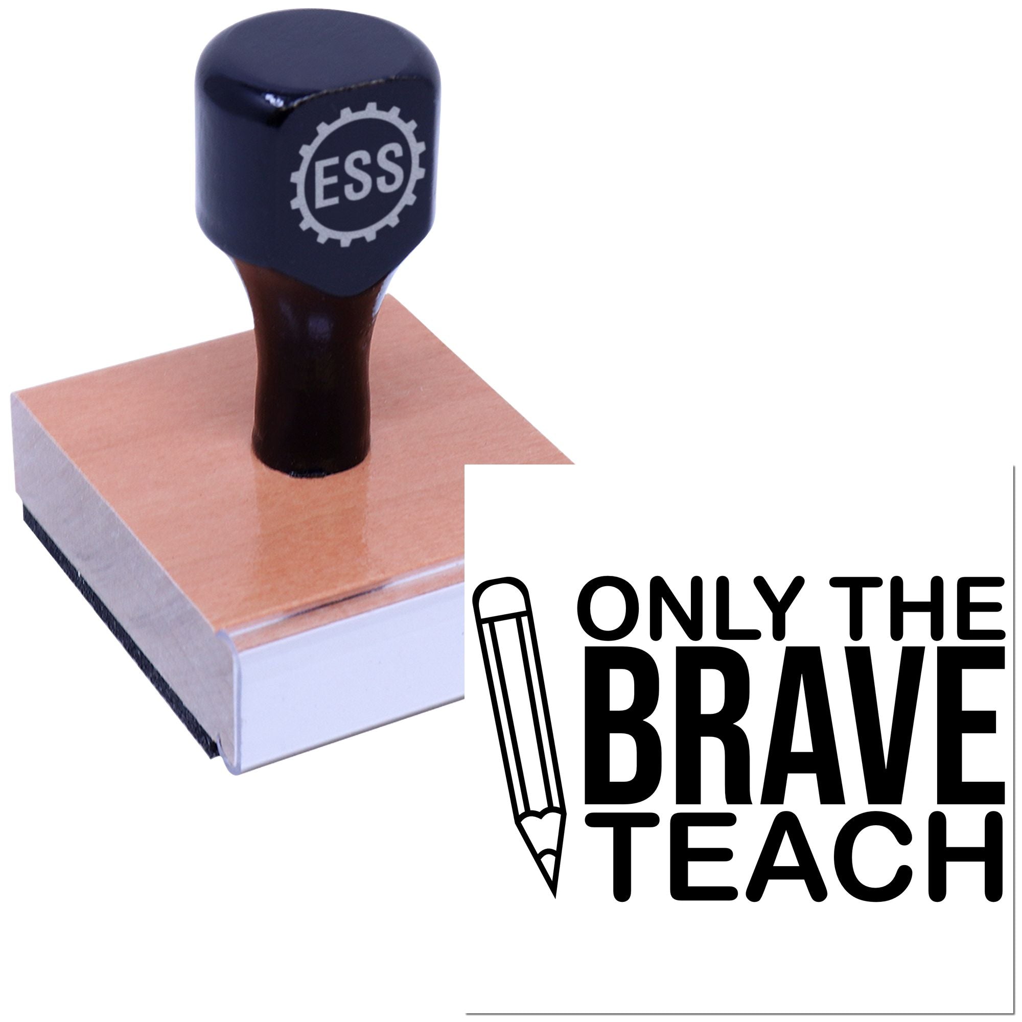 Brave Educator Badge Cardmaking Rubber Stamp