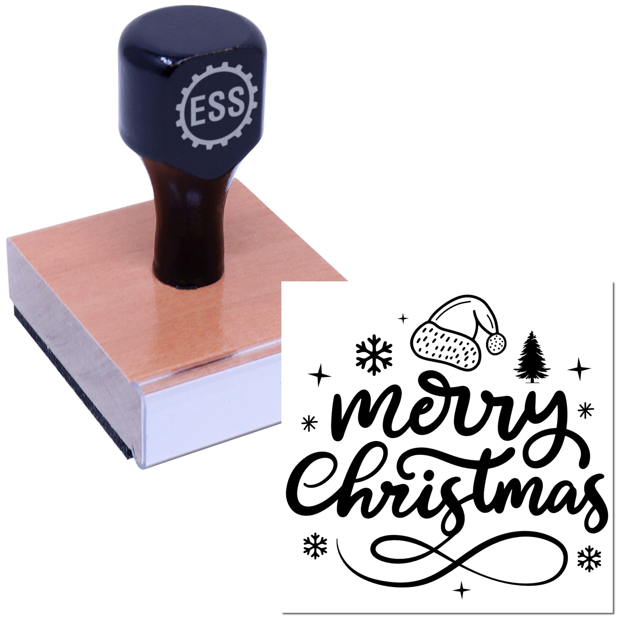 Festive Holiday Script Scrapbooking Rubber Stamp