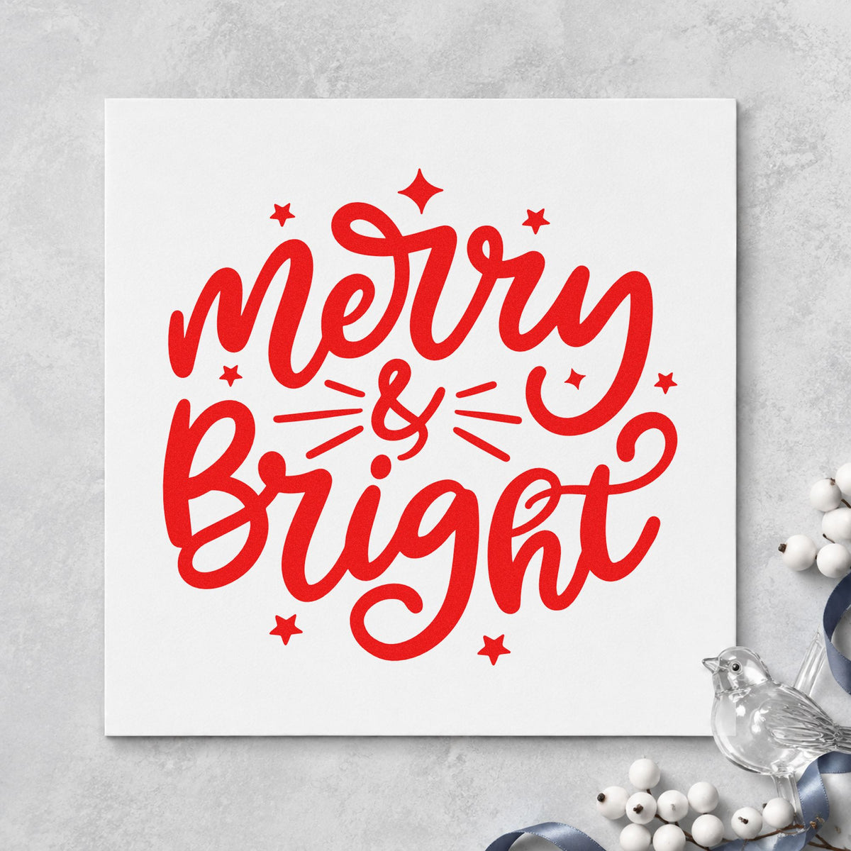 Merry And Bright Stars craft stamp in red ink on cardstock, an easy option for bunting star panels.