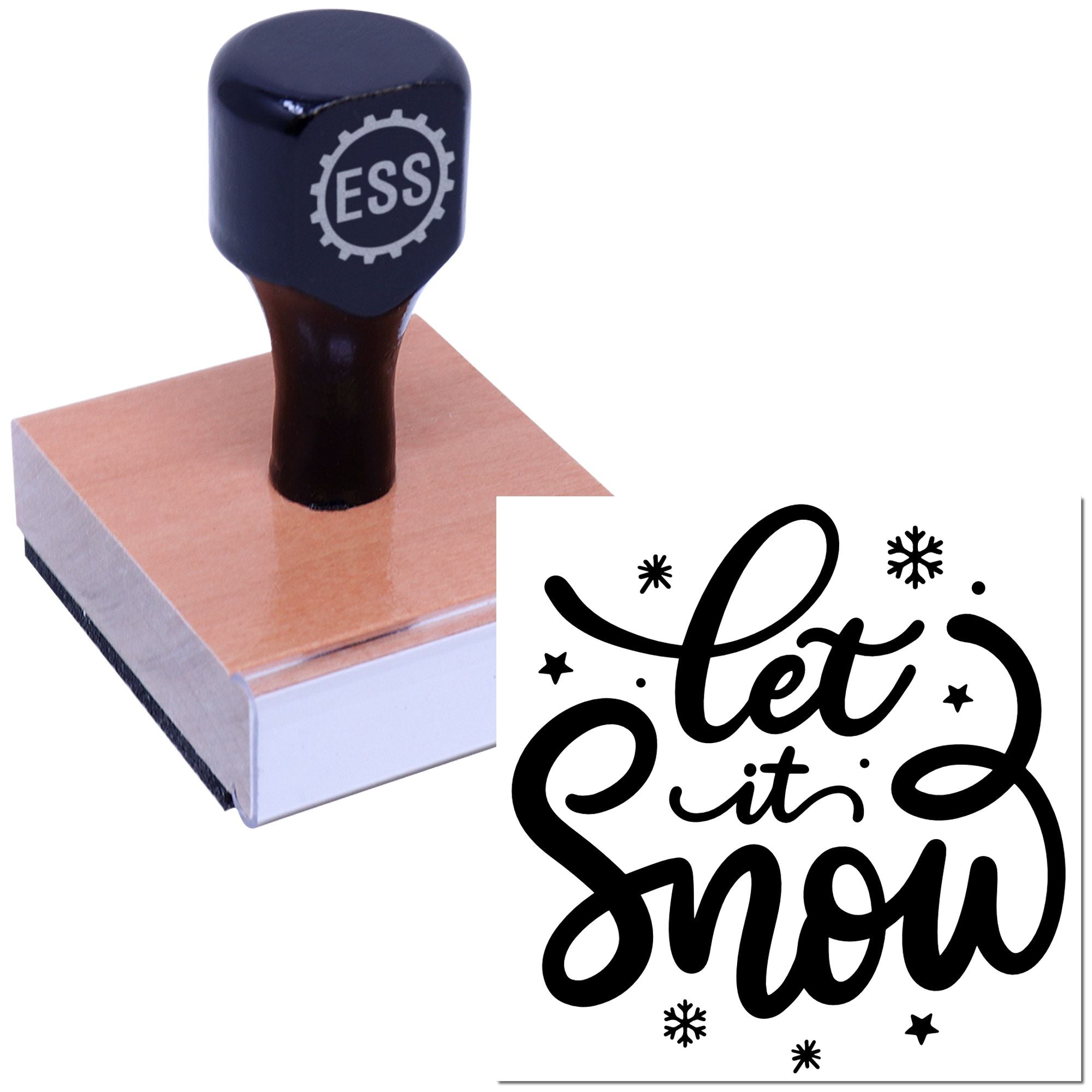 Playful Snow Typography Papercraft Rubber Stamp