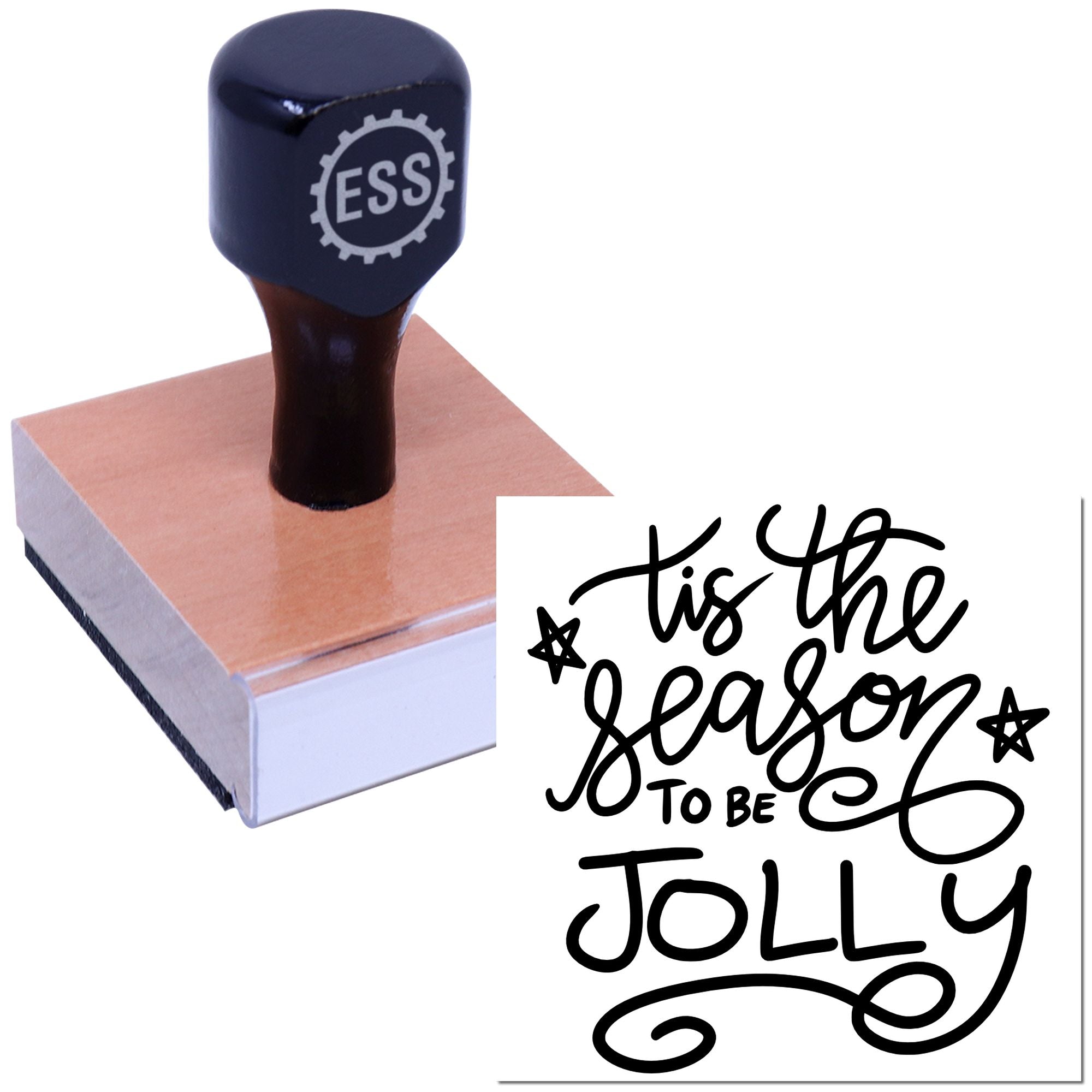 Cheerful Holiday Typography Journaling Rubber Stamp