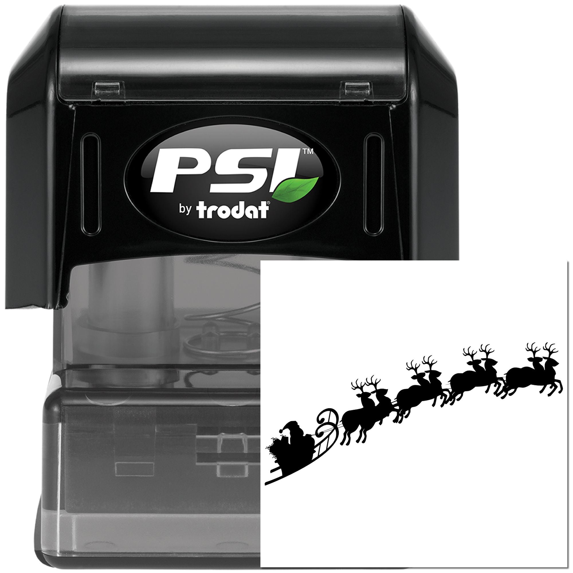 Pre-Inked Santa's Sleigh Ride Place Card Stamp