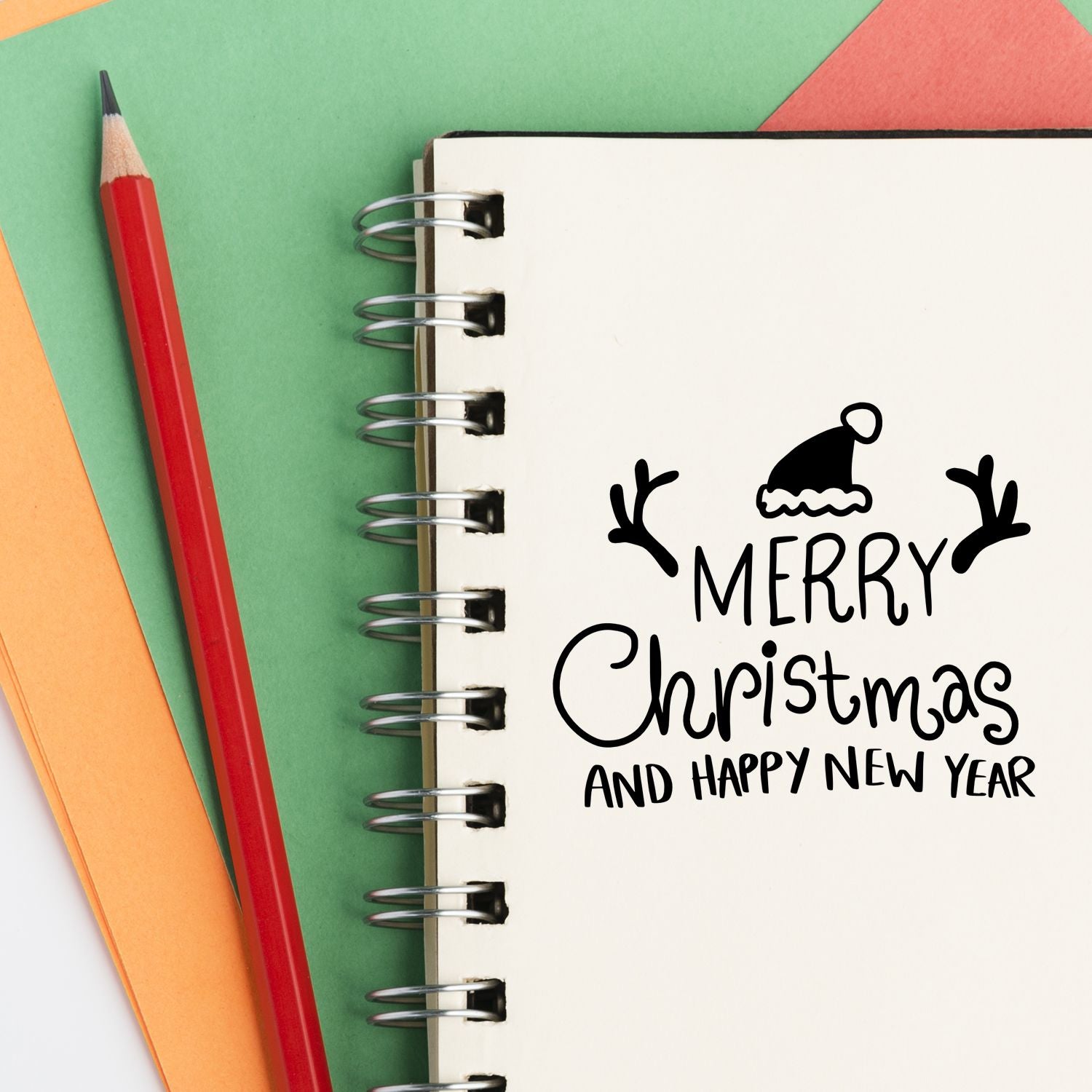 Duo Festive Santa Hat Merry Christmas Hand Stamp