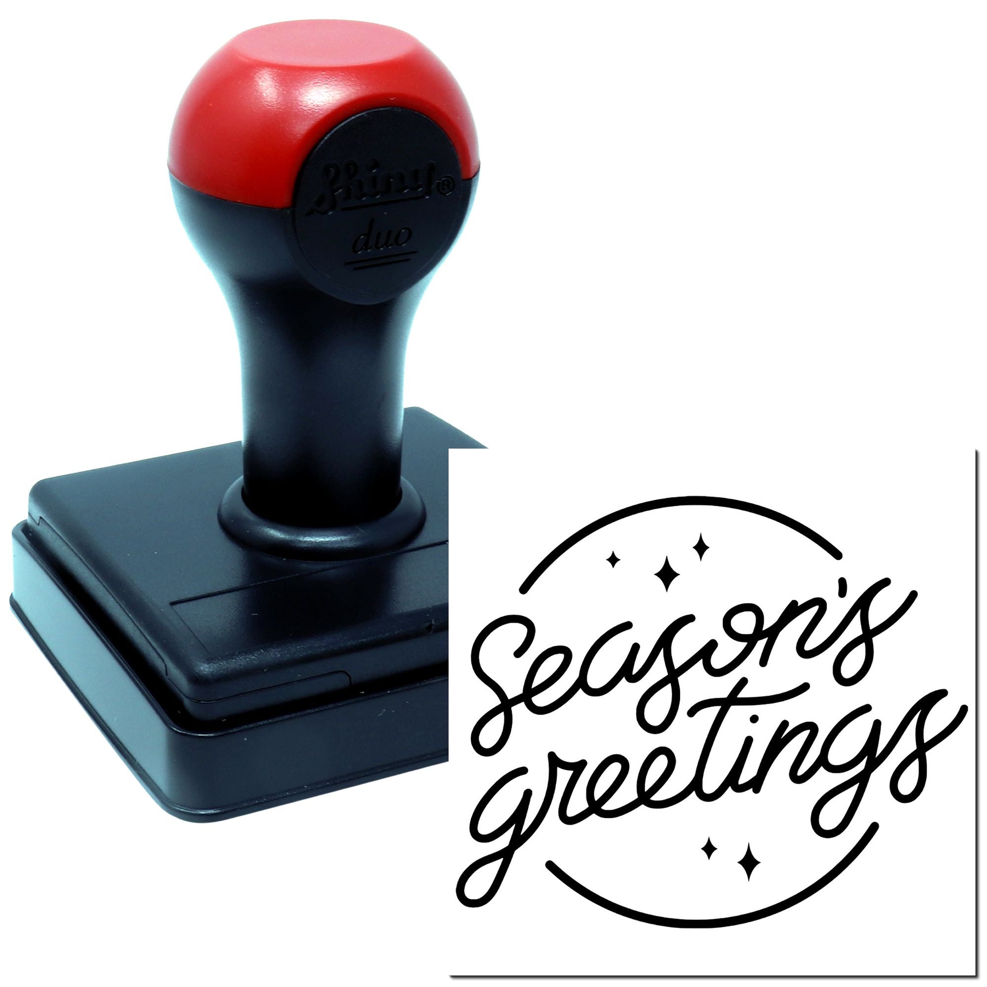 Duo Handwritten Season's Greetings Round Emblem Hand Stamp