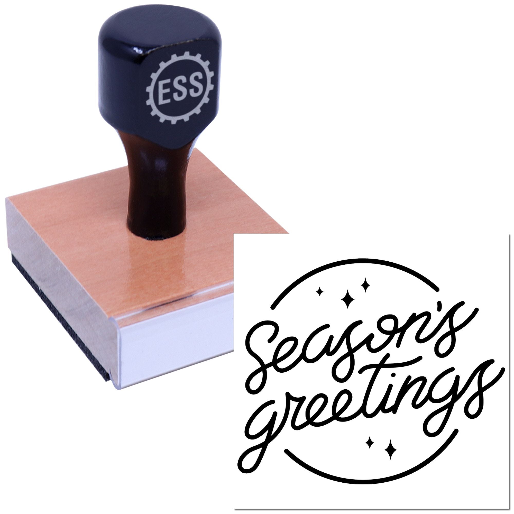 Holiday Script Emblem Card Rubber Stamp