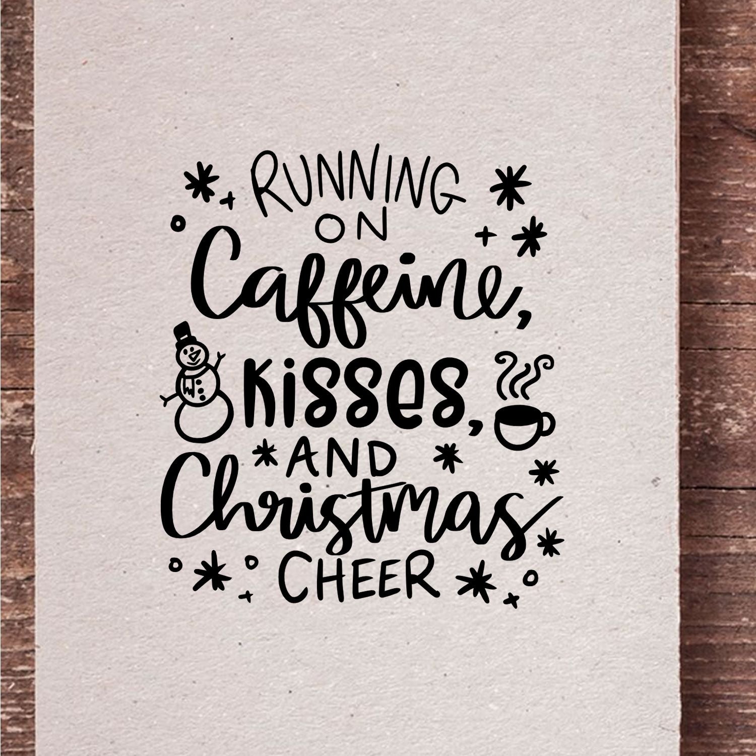 Christmas Coffee Kisses Note Card Rubber Stamp