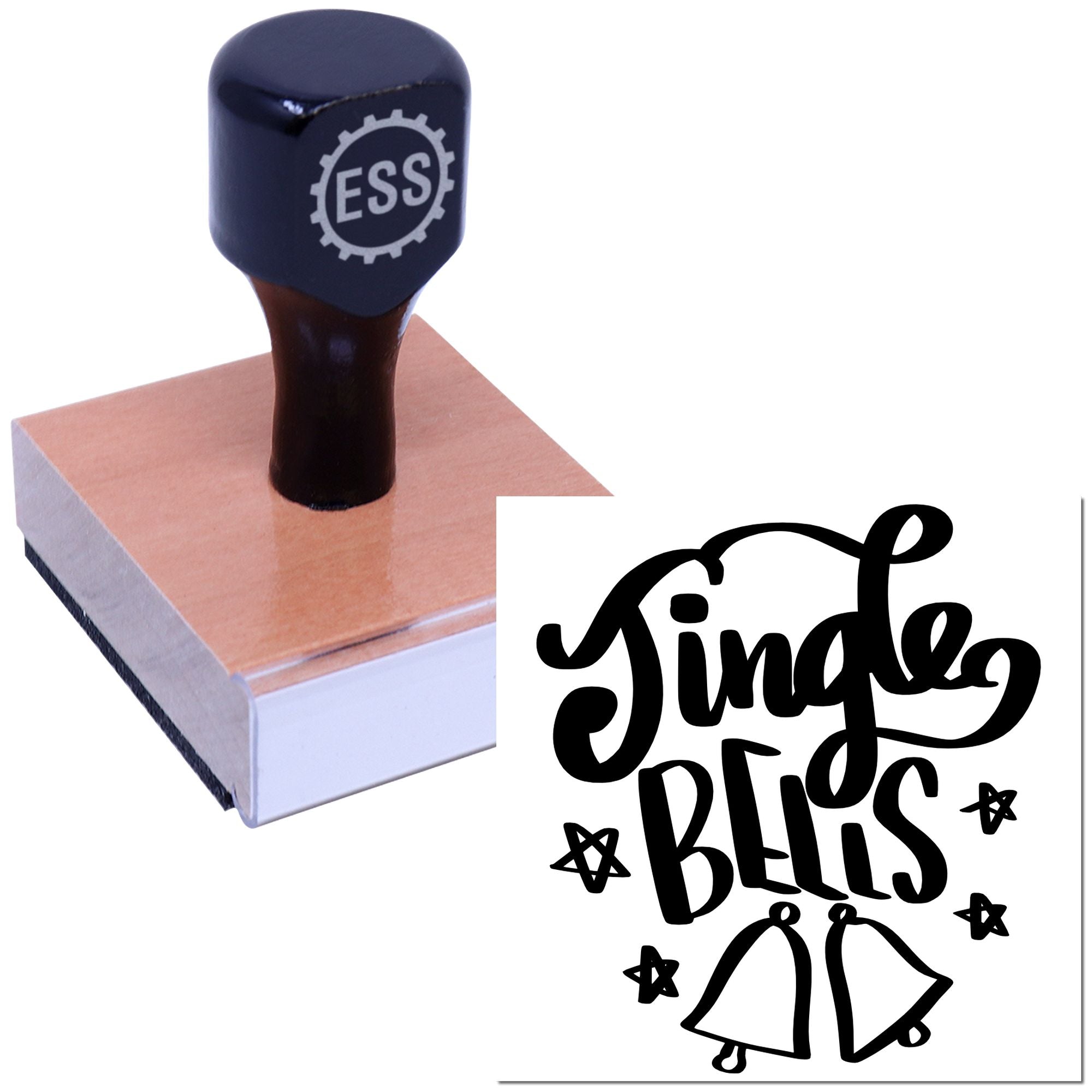 Playful Holiday Bells Mini Card Rubber Stamp