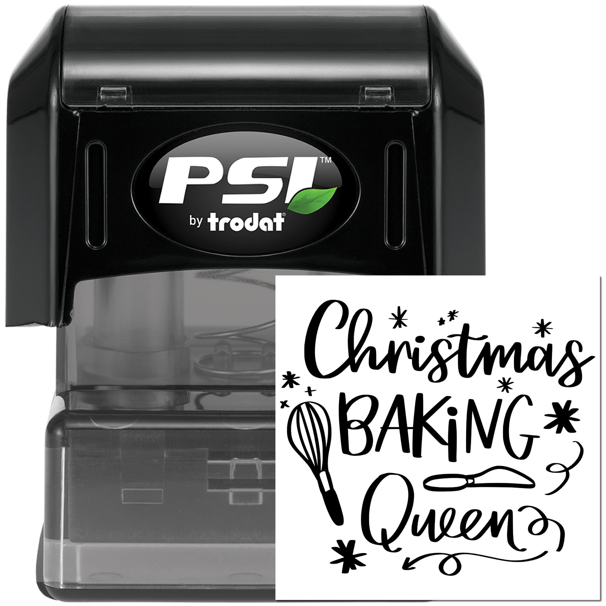 Pre-Inked Christmas Baking Queen Mini Card Stamp