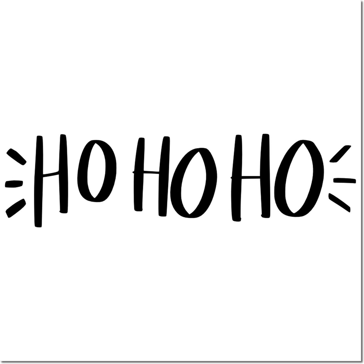 Black HO HO HO holiday stamp/seal design with decorative lines on white background