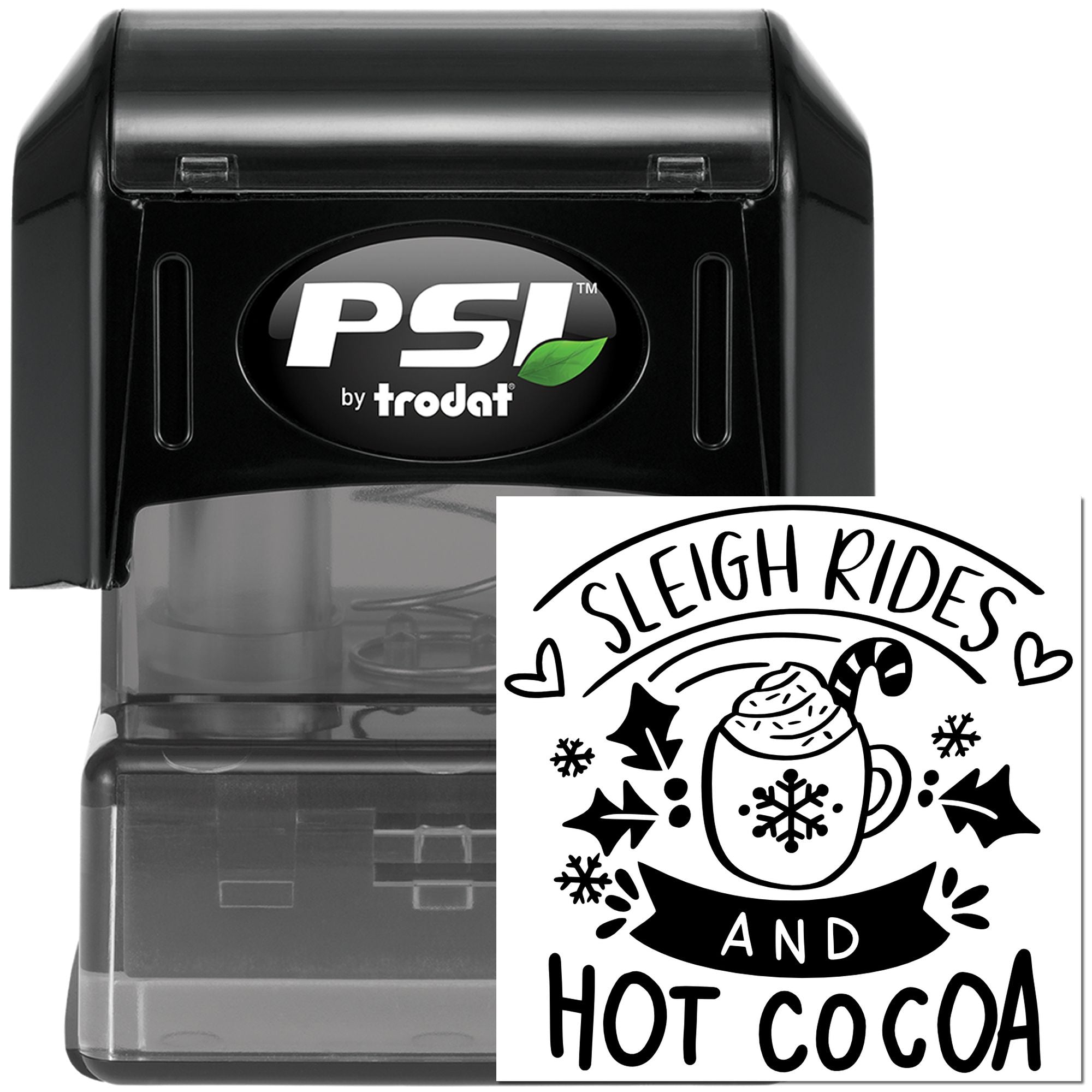 Pre-Inked Sleigh Rides Cocoa Craft Stamp