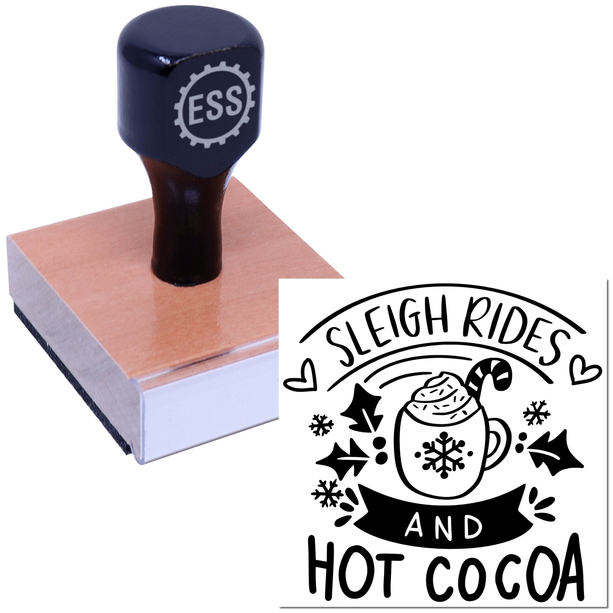 Cozy Sleigh Cocoa Crafting Rubber Stamp