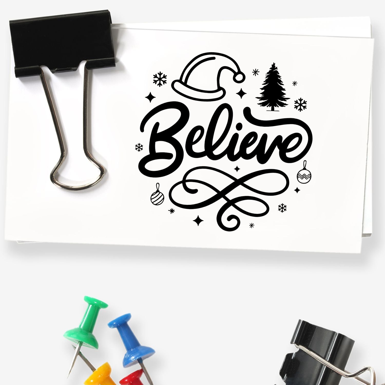 Believe Christmas Magic Paper Craft Rubber Stamp