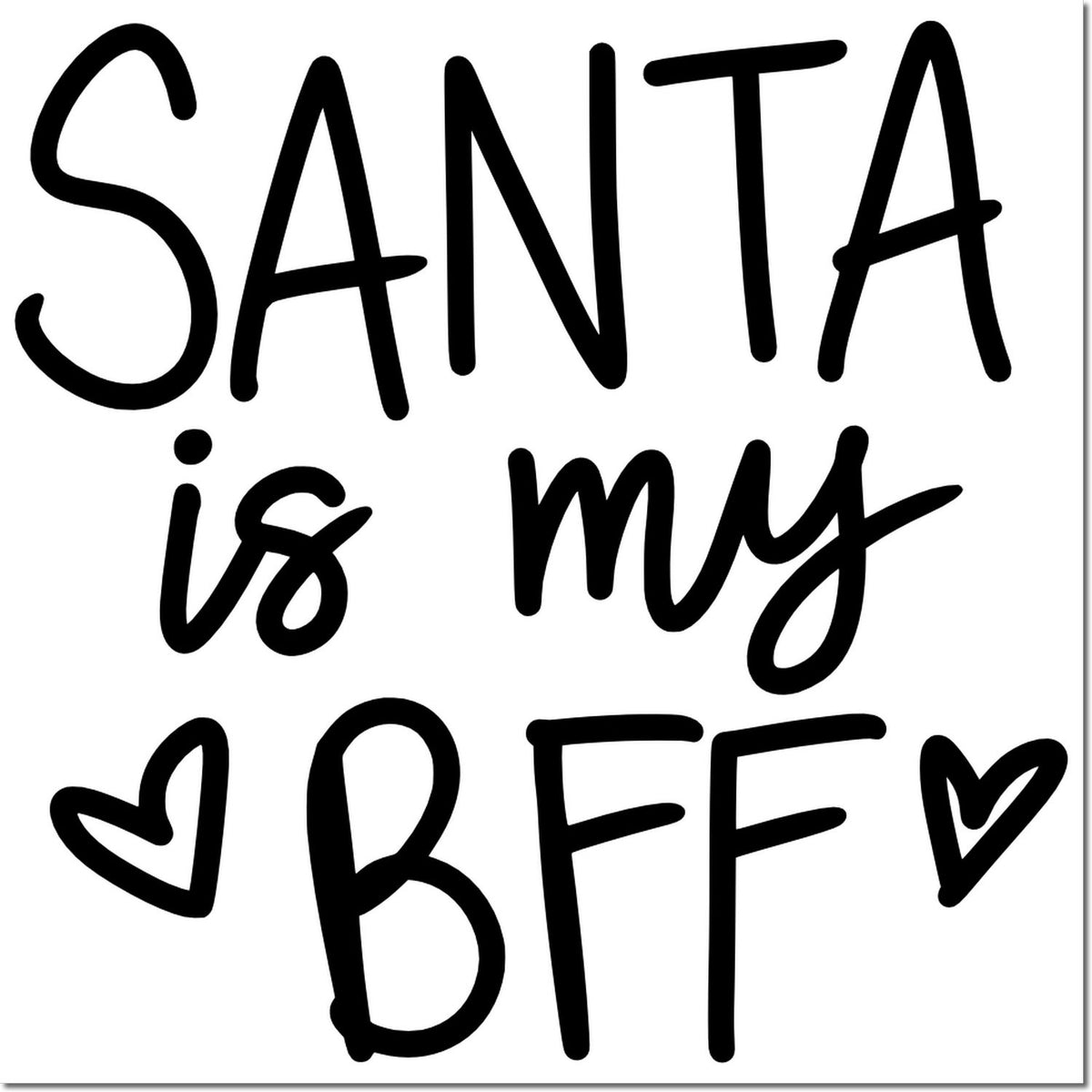 Black Santa is my BFF stamp seal with hearts on white background