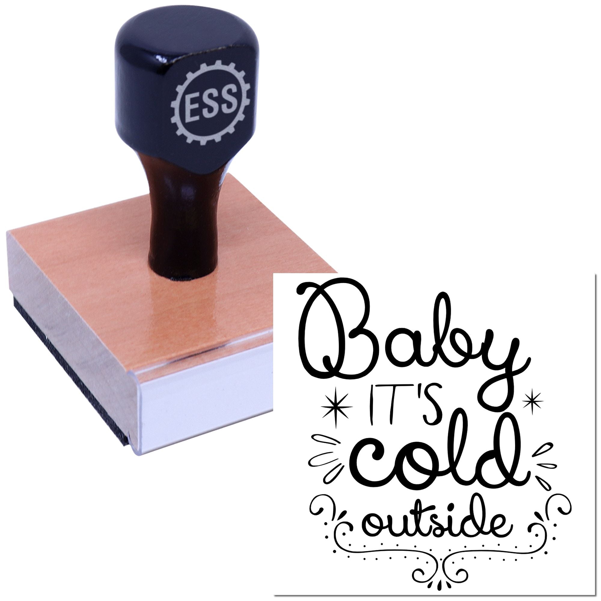 Frosty Festive Script Favor Tag Rubber Stamp